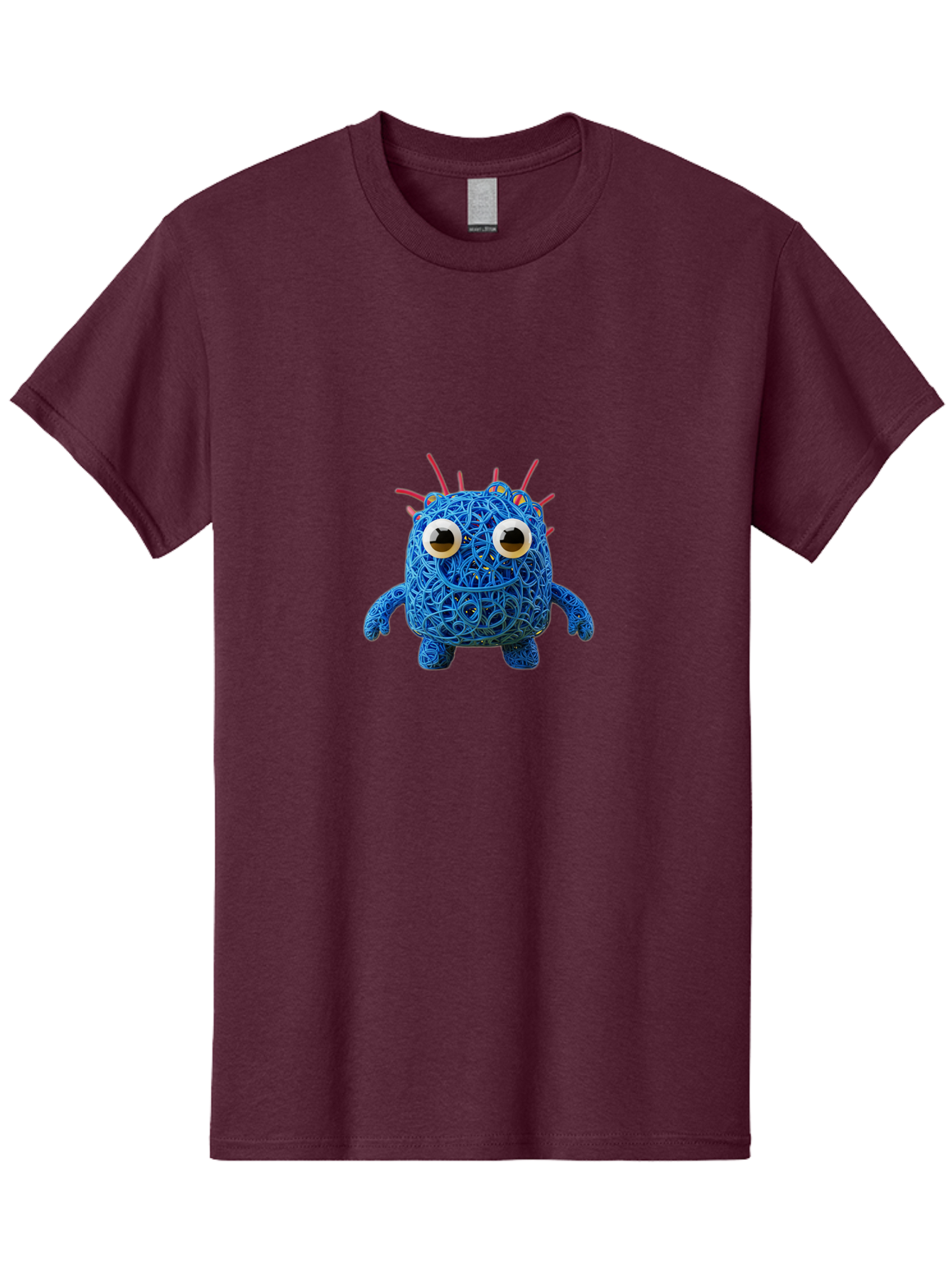 Blue-Germ Men'S Graphic Tee, 100% Cotton, Comfortable Casual Summer Wear, Machine Washable, Blue Virus Character, Cartoon Virus, Quirky Design, Oversized Eyes, Comical Creature, Abstract Virus Representation, Funny Art, Playful Germ Baa174 3