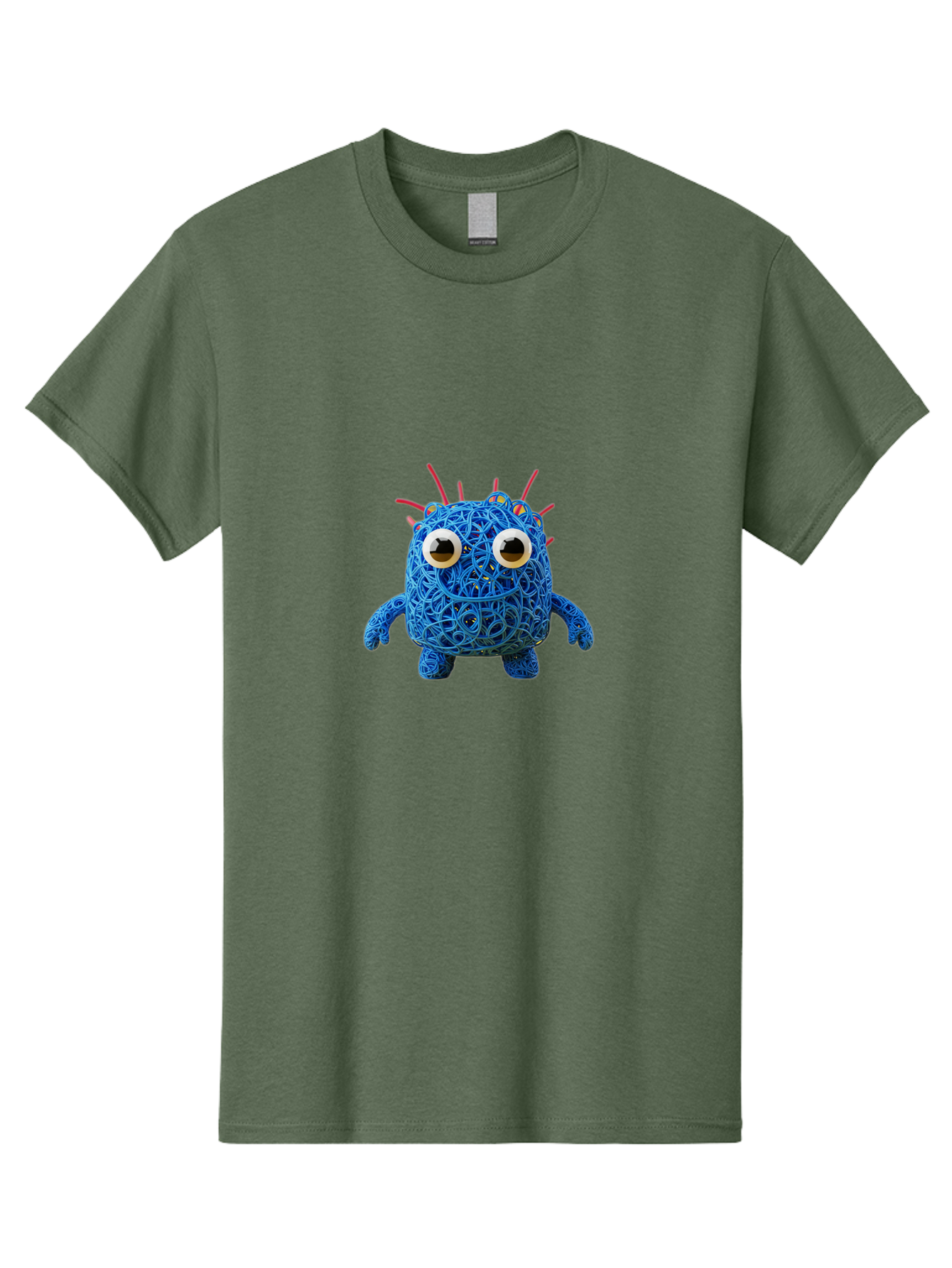 Blue-Germ Men'S Graphic Tee, 100% Cotton, Comfortable Casual Summer Wear, Machine Washable, Blue Virus Character, Cartoon Virus, Quirky Design, Oversized Eyes, Comical Creature, Abstract Virus Representation, Funny Art, Playful Germ Baa174 11