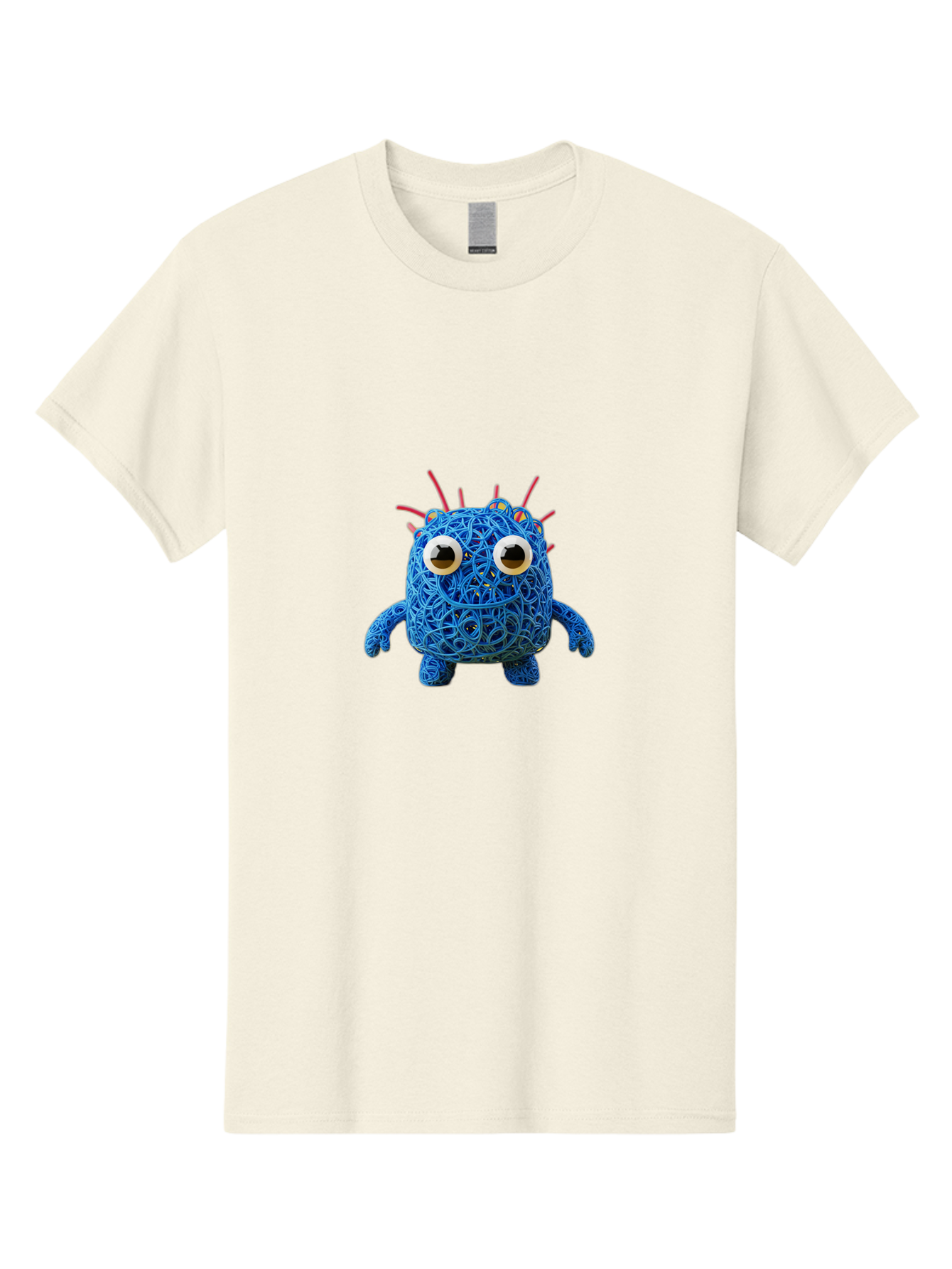 Blue-Germ Men'S Graphic Tee, 100% Cotton, Comfortable Casual Summer Wear, Machine Washable, Blue Virus Character, Cartoon Virus, Quirky Design, Oversized Eyes, Comical Creature, Abstract Virus Representation, Funny Art, Playful Germ Baa174 15