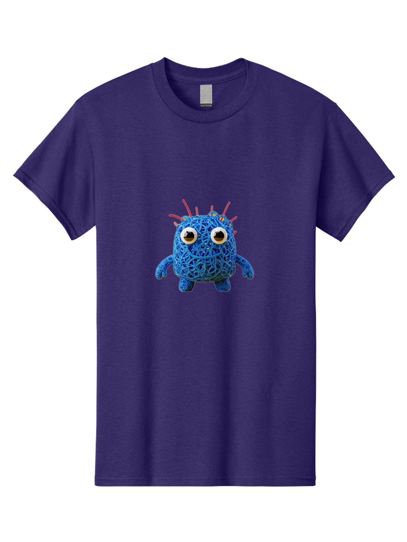 Blue-Germ Men'S Graphic Tee, 100% Cotton, Comfortable Casual Summer Wear, Machine Washable, Blue Virus Character, Cartoon Virus, Quirky Design, Oversized Eyes, Comical Creature, Abstract Virus Representation, Funny Art, Playful Germ Baa174 17