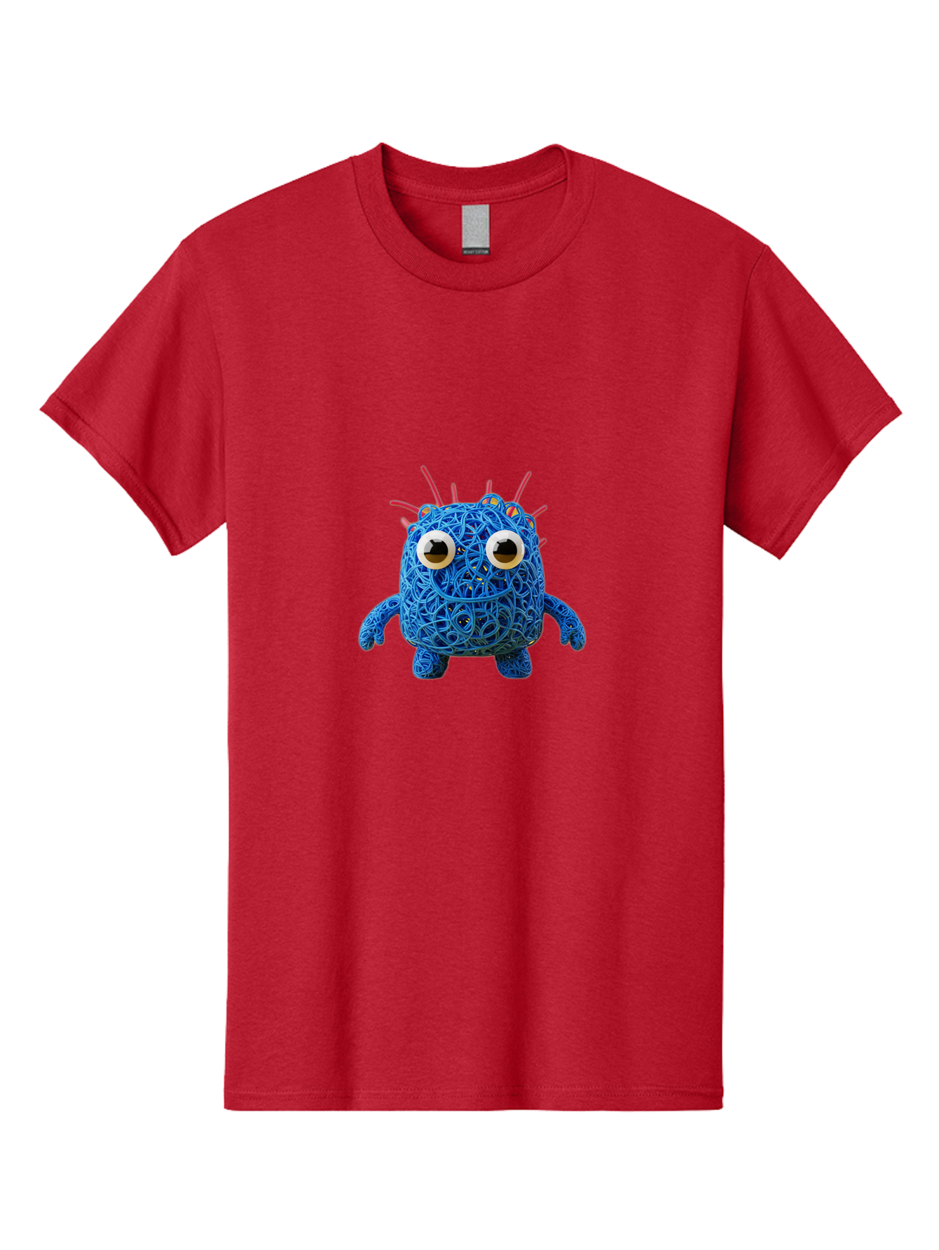 Blue-Germ Men'S Graphic Tee, 100% Cotton, Comfortable Casual Summer Wear, Machine Washable, Blue Virus Character, Cartoon Virus, Quirky Design, Oversized Eyes, Comical Creature, Abstract Virus Representation, Funny Art, Playful Germ Baa174 7