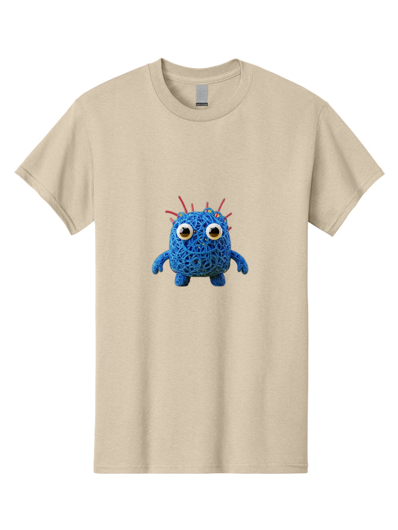 Blue-Germ Men'S Graphic Tee, 100% Cotton, Comfortable Casual Summer Wear, Machine Washable, Blue Virus Character, Cartoon Virus, Quirky Design, Oversized Eyes, Comical Creature, Abstract Virus Representation, Funny Art, Playful Germ Baa174 9