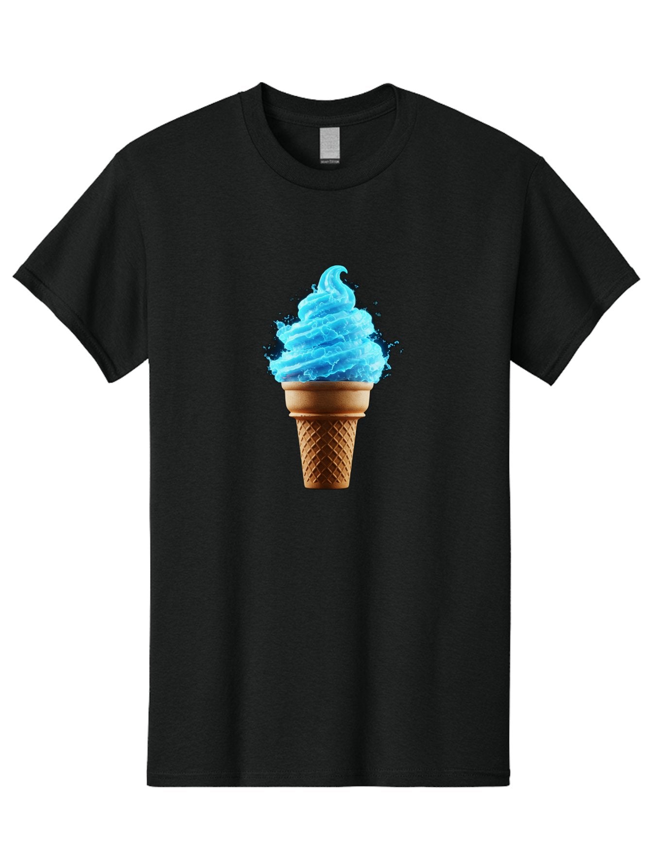 Blue-Ice-Cream-Cone Men'S Graphic Tee, 100% Cotton, Comfortable Casual Summer Wear, Machine Washable, Blue Ice Cream, Ice Cream Cone, Soft Serve, Sweet Treats, Summertime Fun, Cold Desserts, Ice Cream Lovers, Frozen Delights, Creamy Texture, Baa175 14