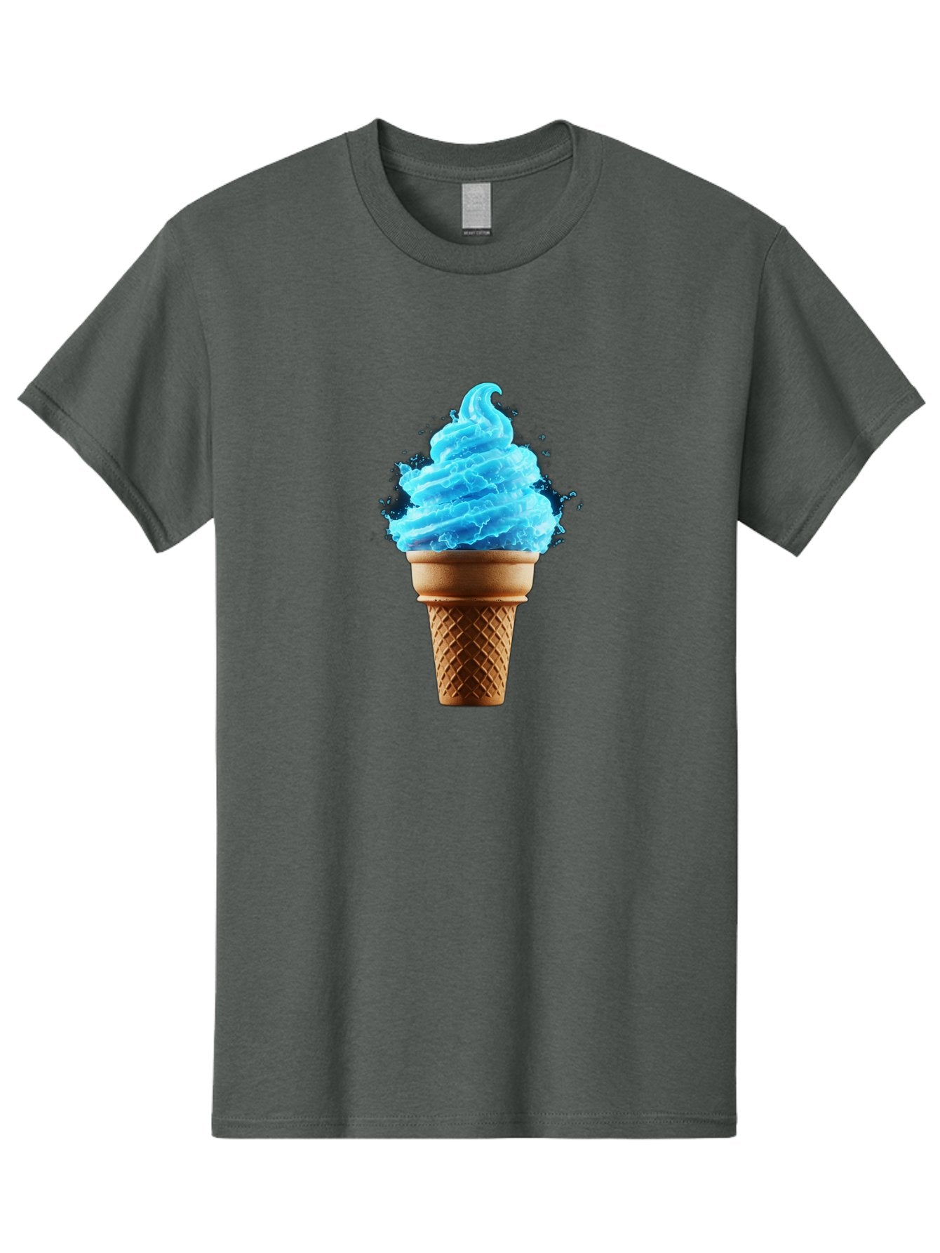 Blue-Ice-Cream-Cone Men'S Graphic Tee, 100% Cotton, Comfortable Casual Summer Wear, Machine Washable, Blue Ice Cream, Ice Cream Cone, Soft Serve, Sweet Treats, Summertime Fun, Cold Desserts, Ice Cream Lovers, Frozen Delights, Creamy Texture, Baa175 12