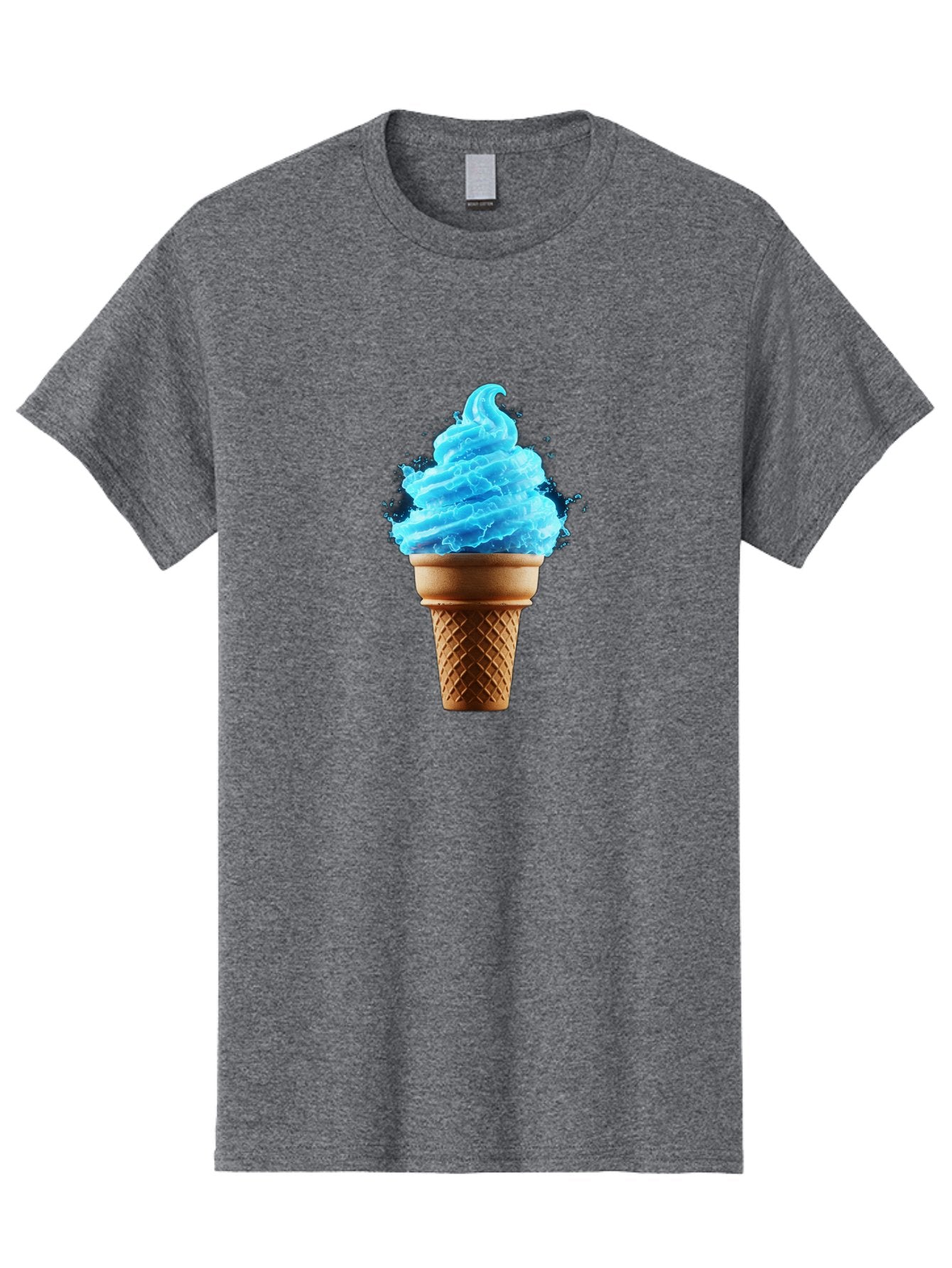 Blue-Ice-Cream-Cone Men'S Graphic Tee, 100% Cotton, Comfortable Casual Summer Wear, Machine Washable, Blue Ice Cream, Ice Cream Cone, Soft Serve, Sweet Treats, Summertime Fun, Cold Desserts, Ice Cream Lovers, Frozen Delights, Creamy Texture, Baa175 15