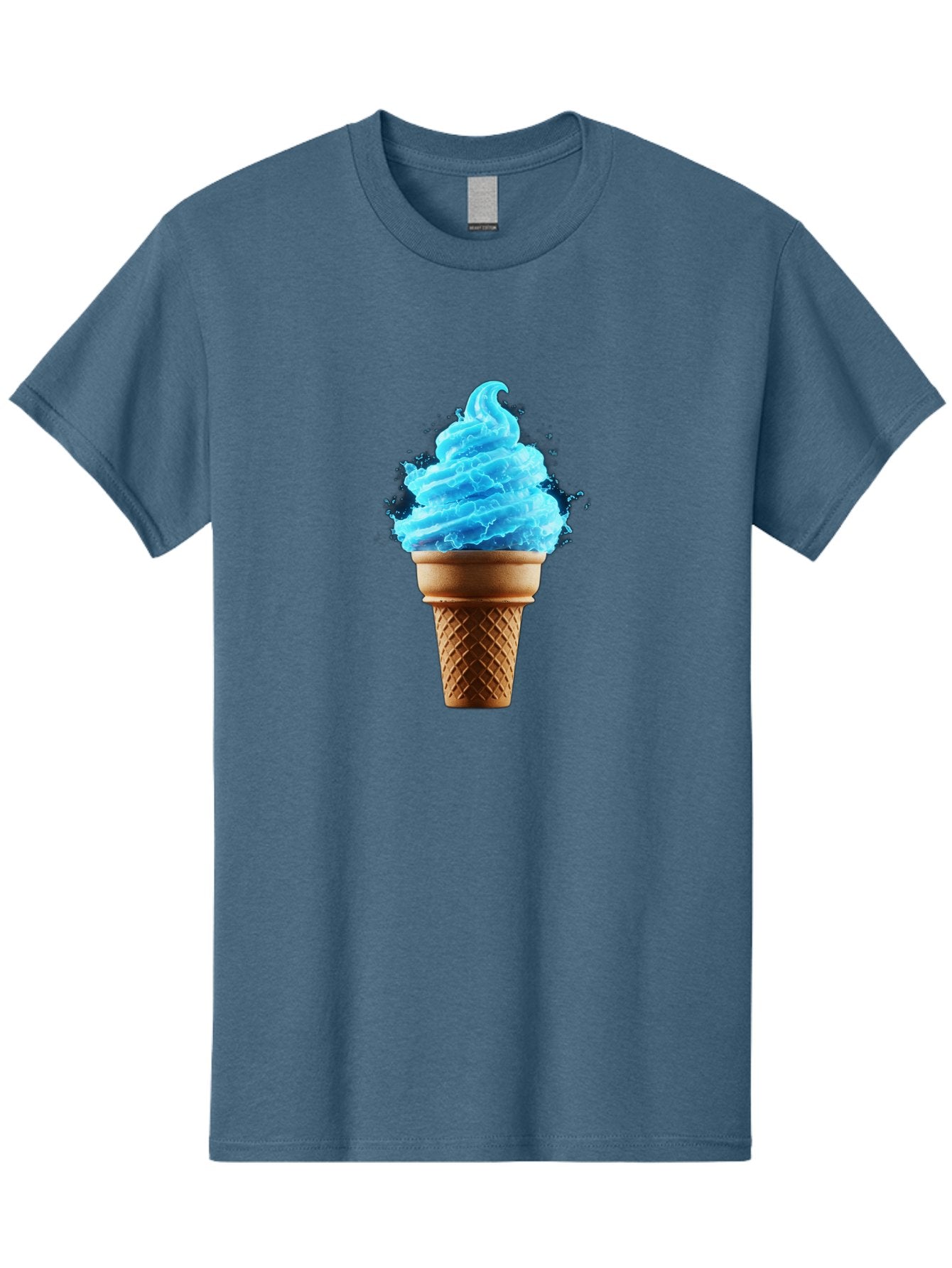 Blue-Ice-Cream-Cone Men'S Graphic Tee, 100% Cotton, Comfortable Casual Summer Wear, Machine Washable, Blue Ice Cream, Ice Cream Cone, Soft Serve, Sweet Treats, Summertime Fun, Cold Desserts, Ice Cream Lovers, Frozen Delights, Creamy Texture, Baa175 6