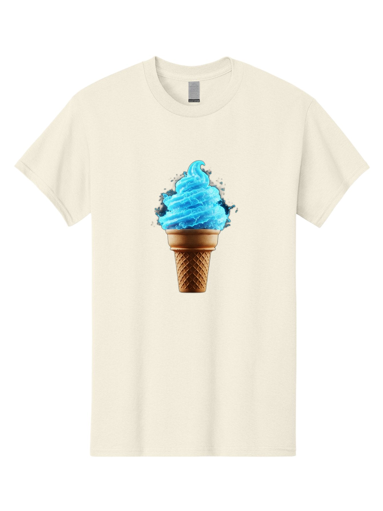 Blue-Ice-Cream-Cone Men'S Graphic Tee, 100% Cotton, Comfortable Casual Summer Wear, Machine Washable, Blue Ice Cream, Ice Cream Cone, Soft Serve, Sweet Treats, Summertime Fun, Cold Desserts, Ice Cream Lovers, Frozen Delights, Creamy Texture, Baa175 13