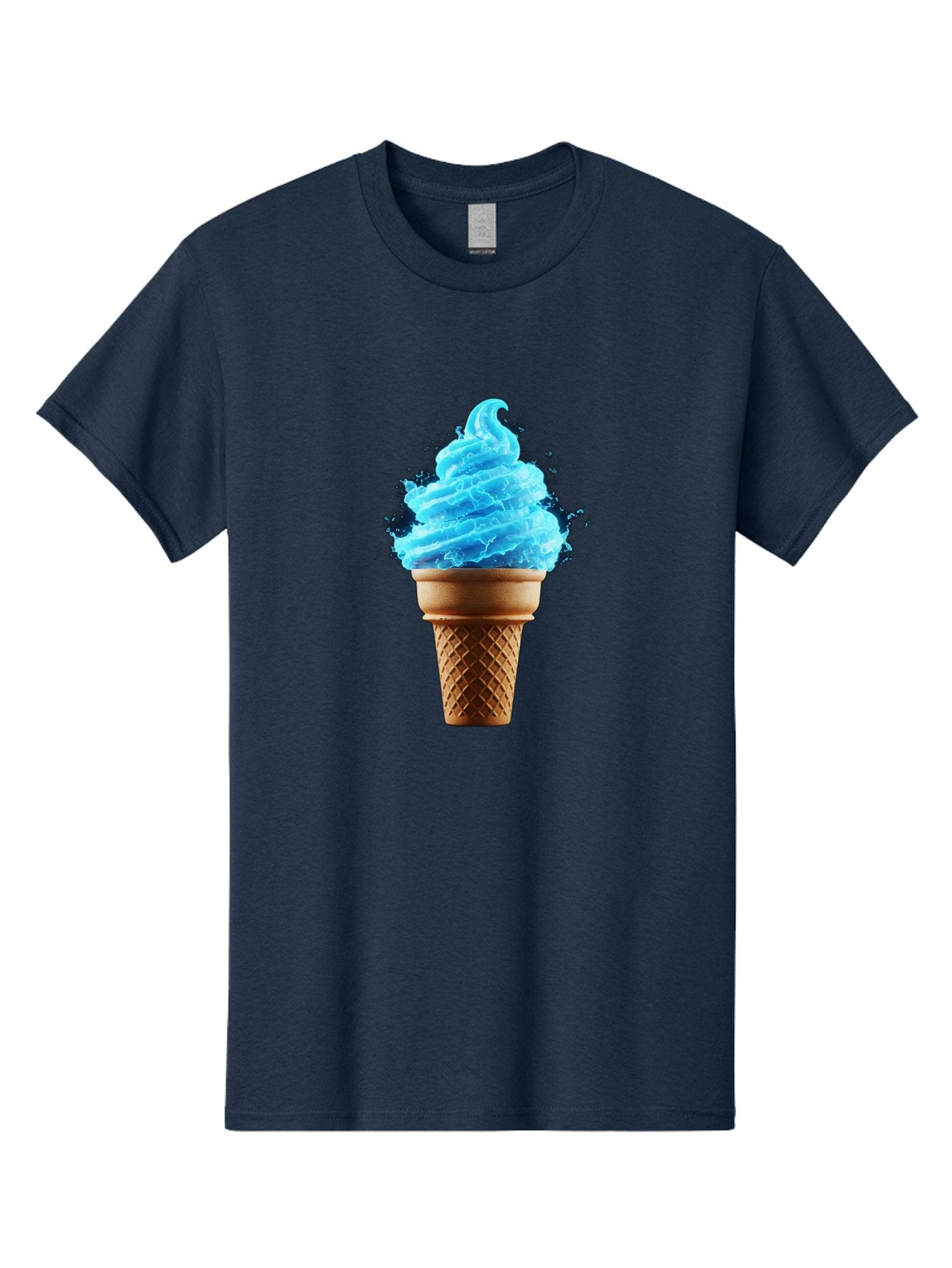 Blue-Ice-Cream-Cone Men'S Graphic Tee, 100% Cotton, Comfortable Casual Summer Wear, Machine Washable, Blue Ice Cream, Ice Cream Cone, Soft Serve, Sweet Treats, Summertime Fun, Cold Desserts, Ice Cream Lovers, Frozen Delights, Creamy Texture, Baa175 7