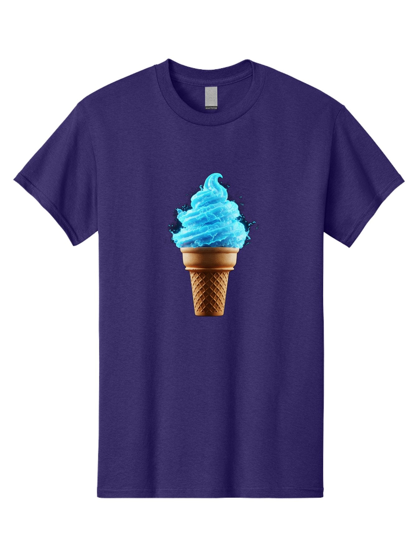 Blue-Ice-Cream-Cone Men'S Graphic Tee, 100% Cotton, Comfortable Casual Summer Wear, Machine Washable, Blue Ice Cream, Ice Cream Cone, Soft Serve, Sweet Treats, Summertime Fun, Cold Desserts, Ice Cream Lovers, Frozen Delights, Creamy Texture, Baa175 5