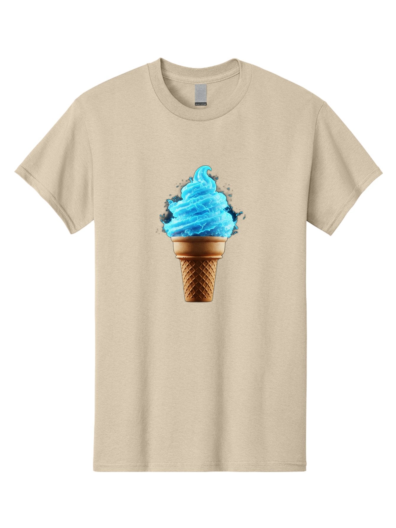 Blue-Ice-Cream-Cone Men'S Graphic Tee, 100% Cotton, Comfortable Casual Summer Wear, Machine Washable, Blue Ice Cream, Ice Cream Cone, Soft Serve, Sweet Treats, Summertime Fun, Cold Desserts, Ice Cream Lovers, Frozen Delights, Creamy Texture, Baa175 10