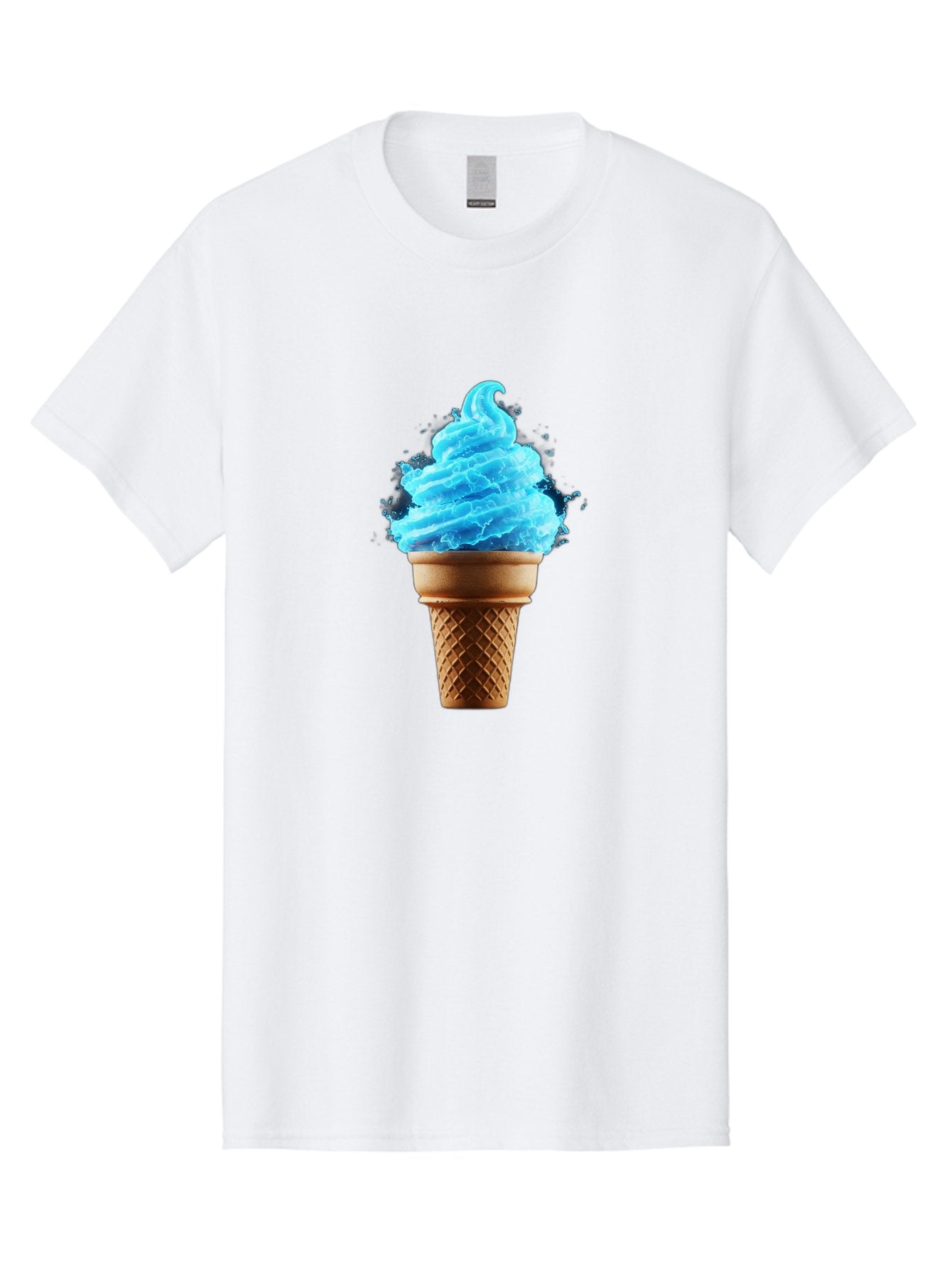 Blue-Ice-Cream-Cone Men'S Graphic Tee, 100% Cotton, Comfortable Casual Summer Wear, Machine Washable, Blue Ice Cream, Ice Cream Cone, Soft Serve, Sweet Treats, Summertime Fun, Cold Desserts, Ice Cream Lovers, Frozen Delights, Creamy Texture, Baa175 3