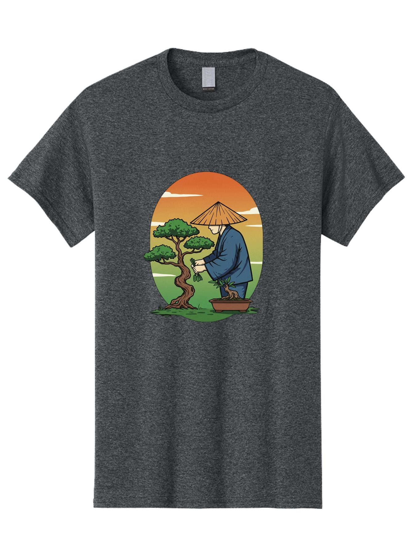 Bonsai-Gardener Men'S Graphic Tee, 100% Cotton, Comfortable Casual Summer Wear, Machine Washable, Bonsai Tree, Gardener, Serene Landscape, Tranquil Atmosphere, Traditional Asian Attire, Japanese Culture, Gardening, Calm Environment, Baa179