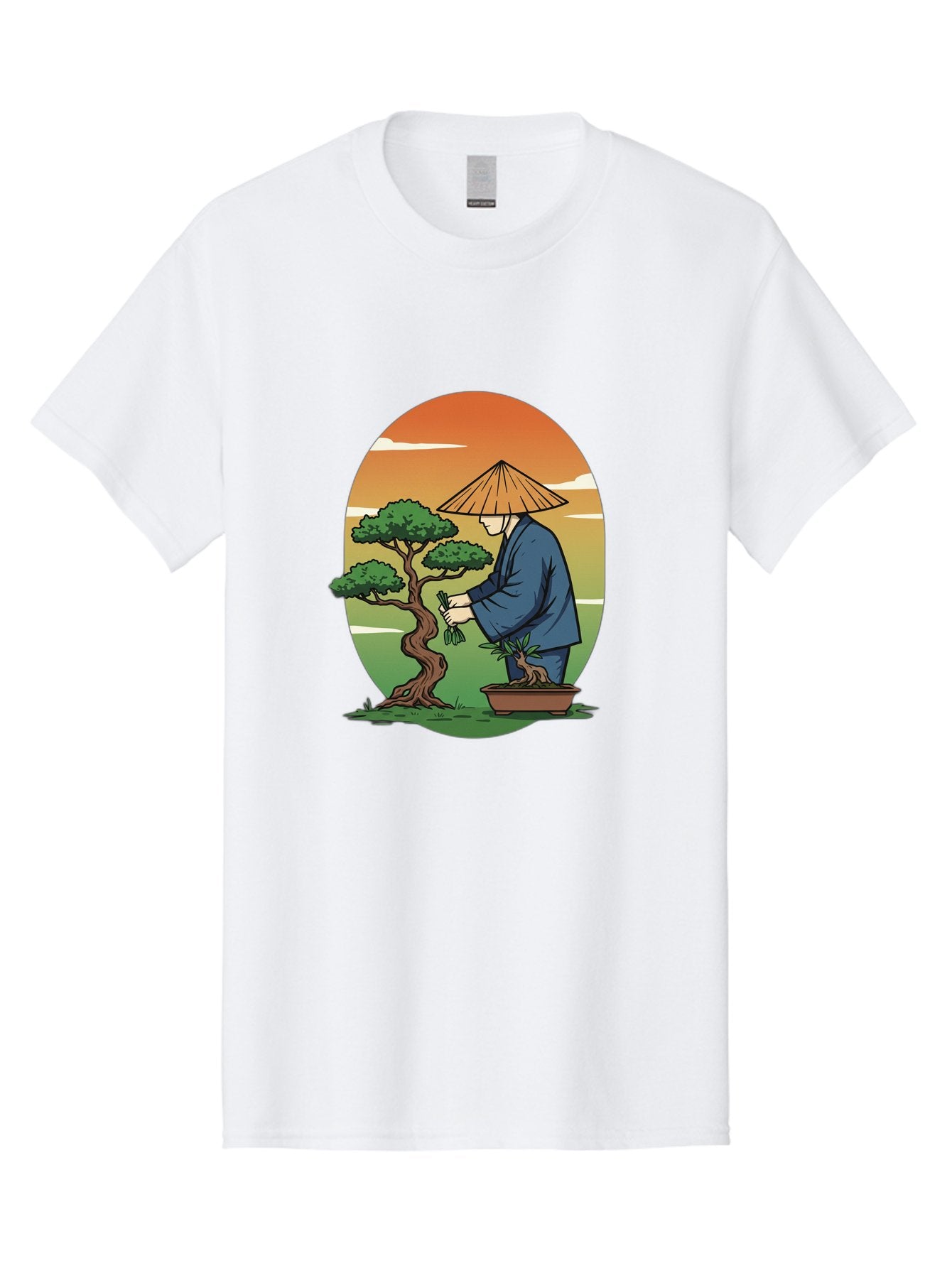 Bonsai-Gardener Men'S Graphic Tee, 100% Cotton, Comfortable Casual Summer Wear, Machine Washable, Bonsai Tree, Gardener, Serene Landscape, Tranquil Atmosphere, Traditional Asian Attire, Japanese Culture, Gardening, Calm Environment, Baa179