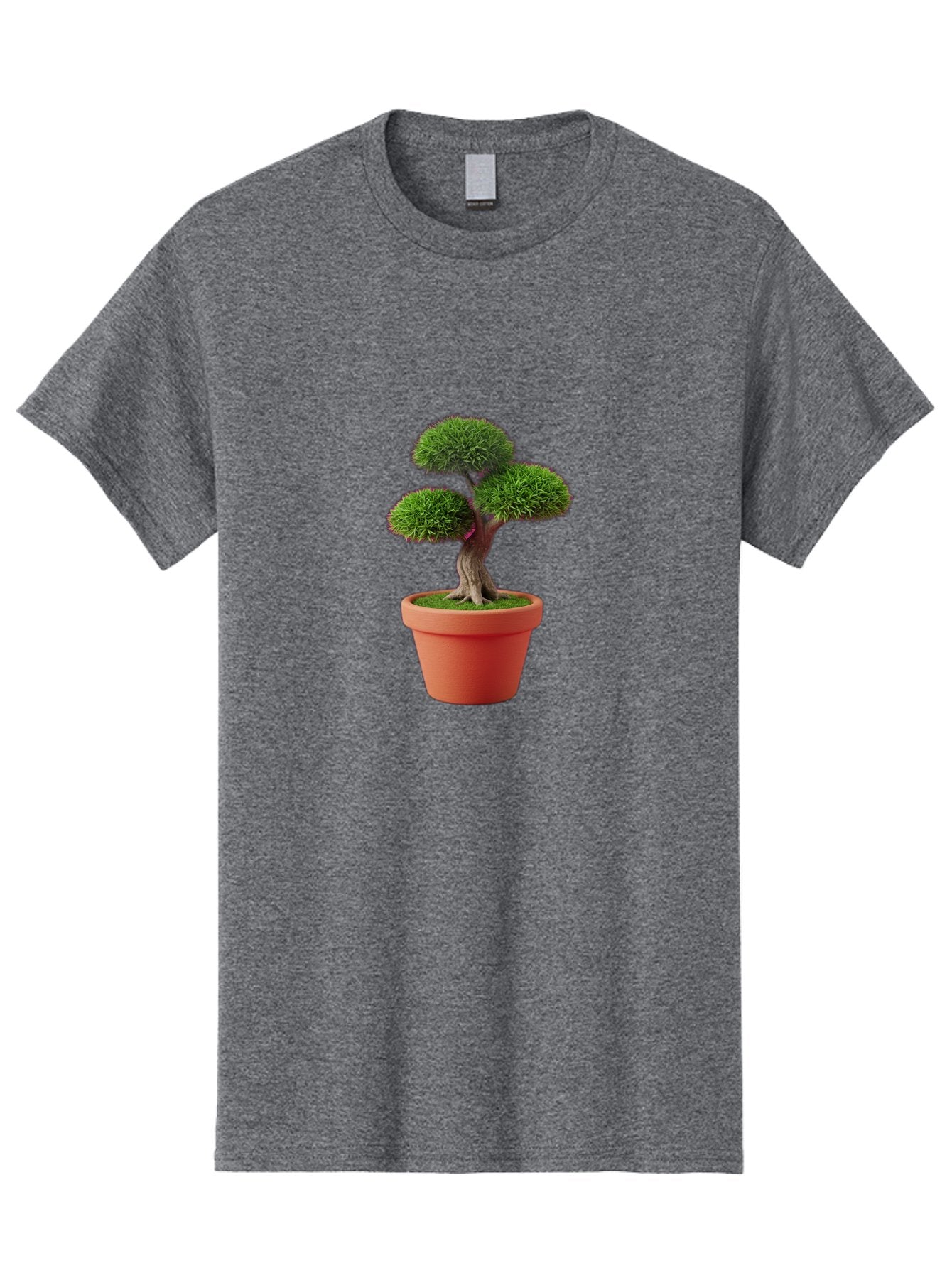 Bonsai-Tree Men'S Graphic Tee, 100% Cotton, Comfortable Casual Summer Wear, Machine Washable, Bonsai Tree, Potted Plant, Small Tree, Terracotta Pot, Twisted Trunk, Lush Foliage, Greenery, Decorative Plant, Indoor Gardening, Zen Garden, Baa180