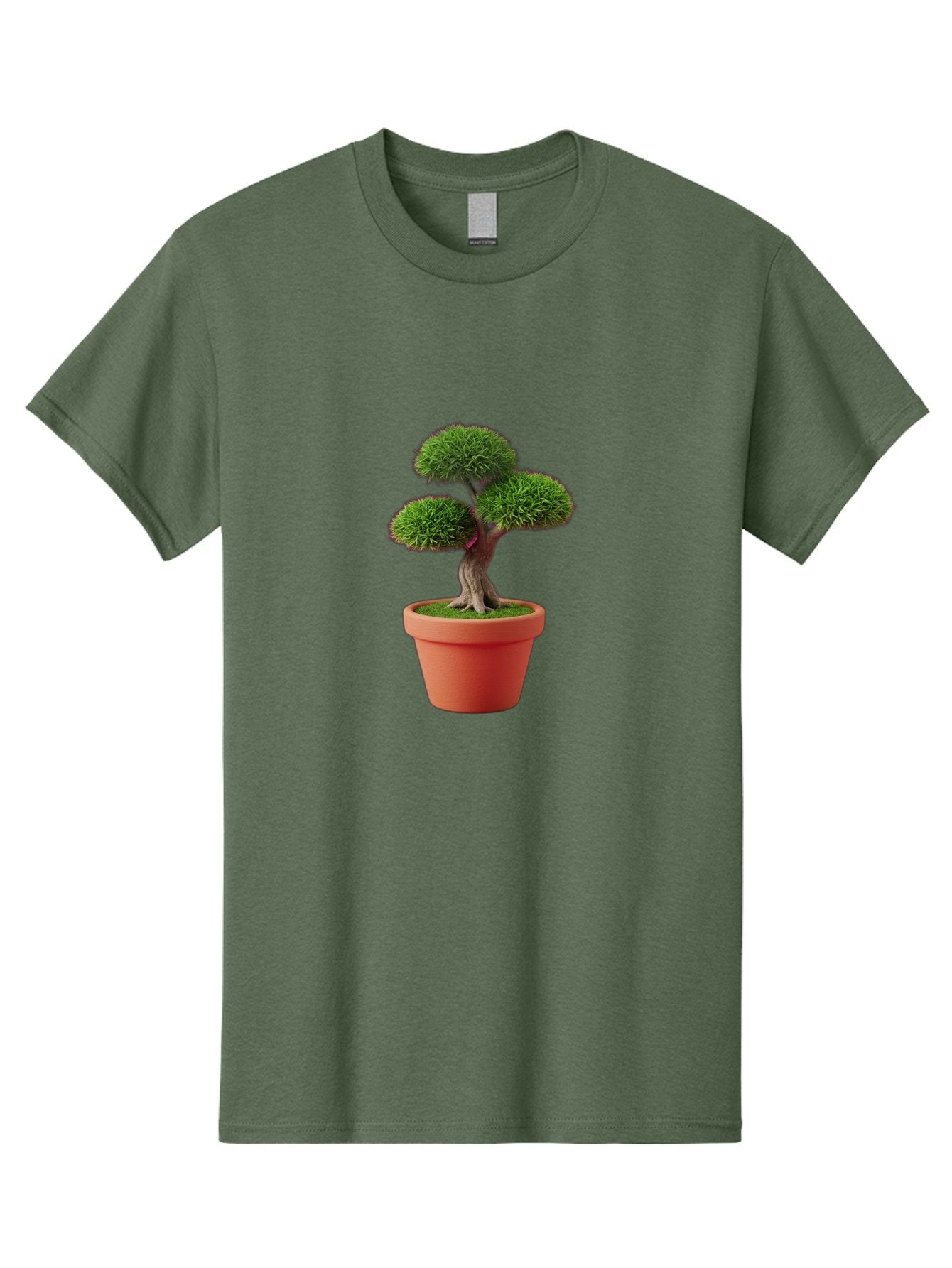 Bonsai-Tree Men'S Graphic Tee, 100% Cotton, Comfortable Casual Summer Wear, Machine Washable, Bonsai Tree, Potted Plant, Small Tree, Terracotta Pot, Twisted Trunk, Lush Foliage, Greenery, Decorative Plant, Indoor Gardening, Zen Garden, Baa180