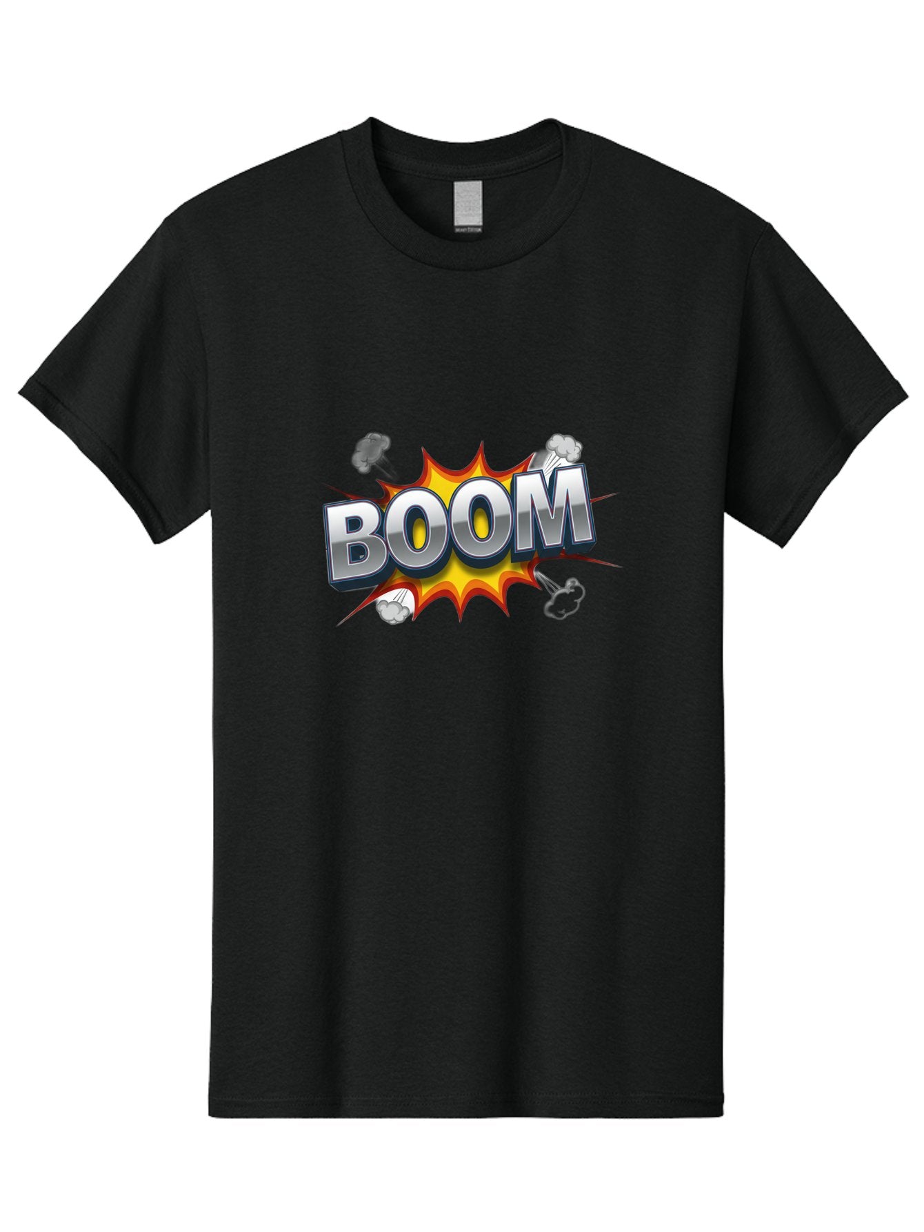 Boom-Comic-Explosion Men'S Graphic Tee, 100% Cotton, Comfortable Casual Summer Wear, Machine Washable, Comic Book Explosion, Boom Text, Cartoon Effect, Explosive Energy, Dynamic Action, Vibrant Colors, Energetic Impact, Comic Style, Baa181