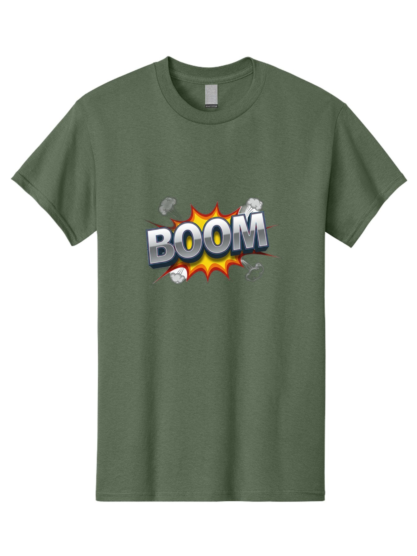 Boom-Comic-Explosion Men'S Graphic Tee, 100% Cotton, Comfortable Casual Summer Wear, Machine Washable, Comic Book Explosion, Boom Text, Cartoon Effect, Explosive Energy, Dynamic Action, Vibrant Colors, Energetic Impact, Comic Style, Baa181 3