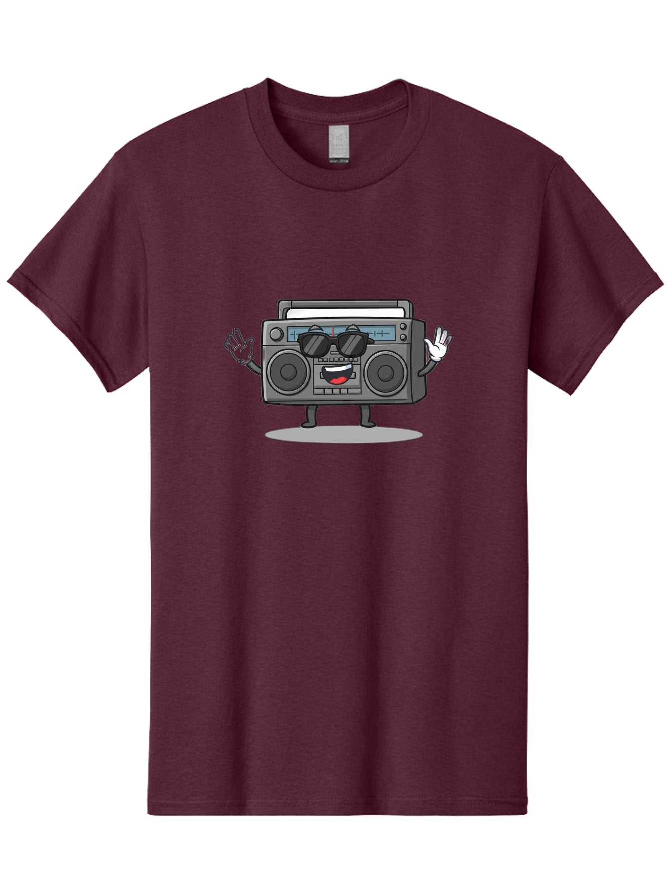 Boombox-1 Men'S Graphic Tee, 100% Cotton, Comfortable Casual Summer Wear, Machine Washable, Cartoon Boombox, Retro Boombox, Cool Boombox, Sunglasses, Friendly Character, Playful Vibe, Music Lover, Fun Character, Vintage Boombox, Baa182 5