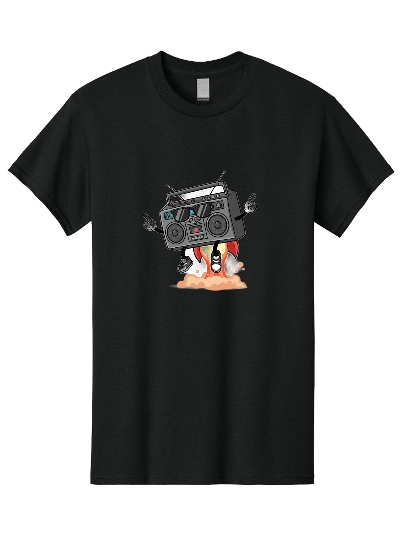Boombox-4 Men'S Graphic Tee, 100% Cotton, Comfortable Casual Summer Wear, Machine Washable, Retro Boombox, Cartoon Character, Dj Stereo, Funky Music, Dancing Boombox, Rock On Gesture, Retro Technology, Cassette Tape, Loud Music, Fun Graphics, Baa185 8