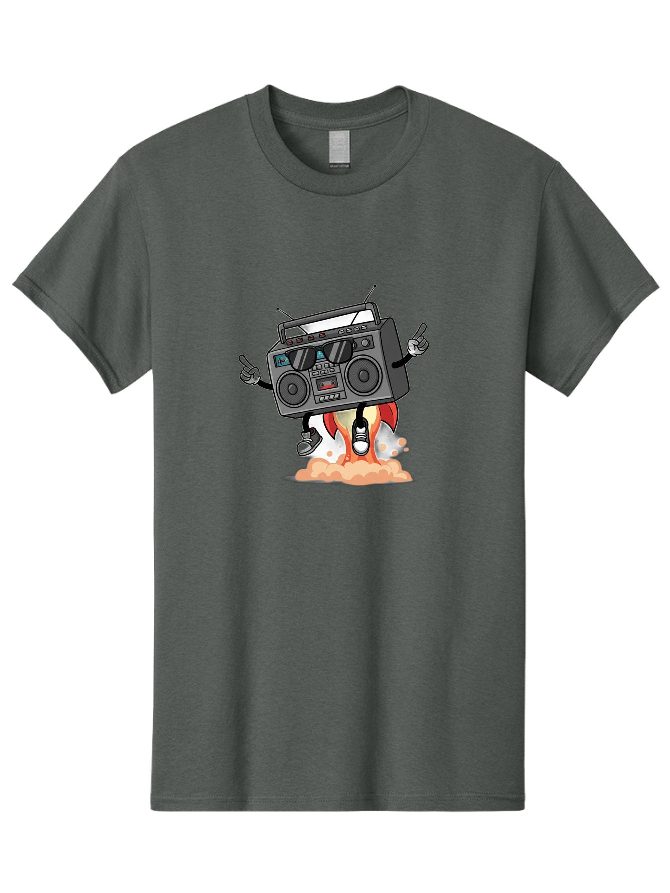 Boombox-4 Men'S Graphic Tee, 100% Cotton, Comfortable Casual Summer Wear, Machine Washable, Retro Boombox, Cartoon Character, Dj Stereo, Funky Music, Dancing Boombox, Rock On Gesture, Retro Technology, Cassette Tape, Loud Music, Fun Graphics, Baa185