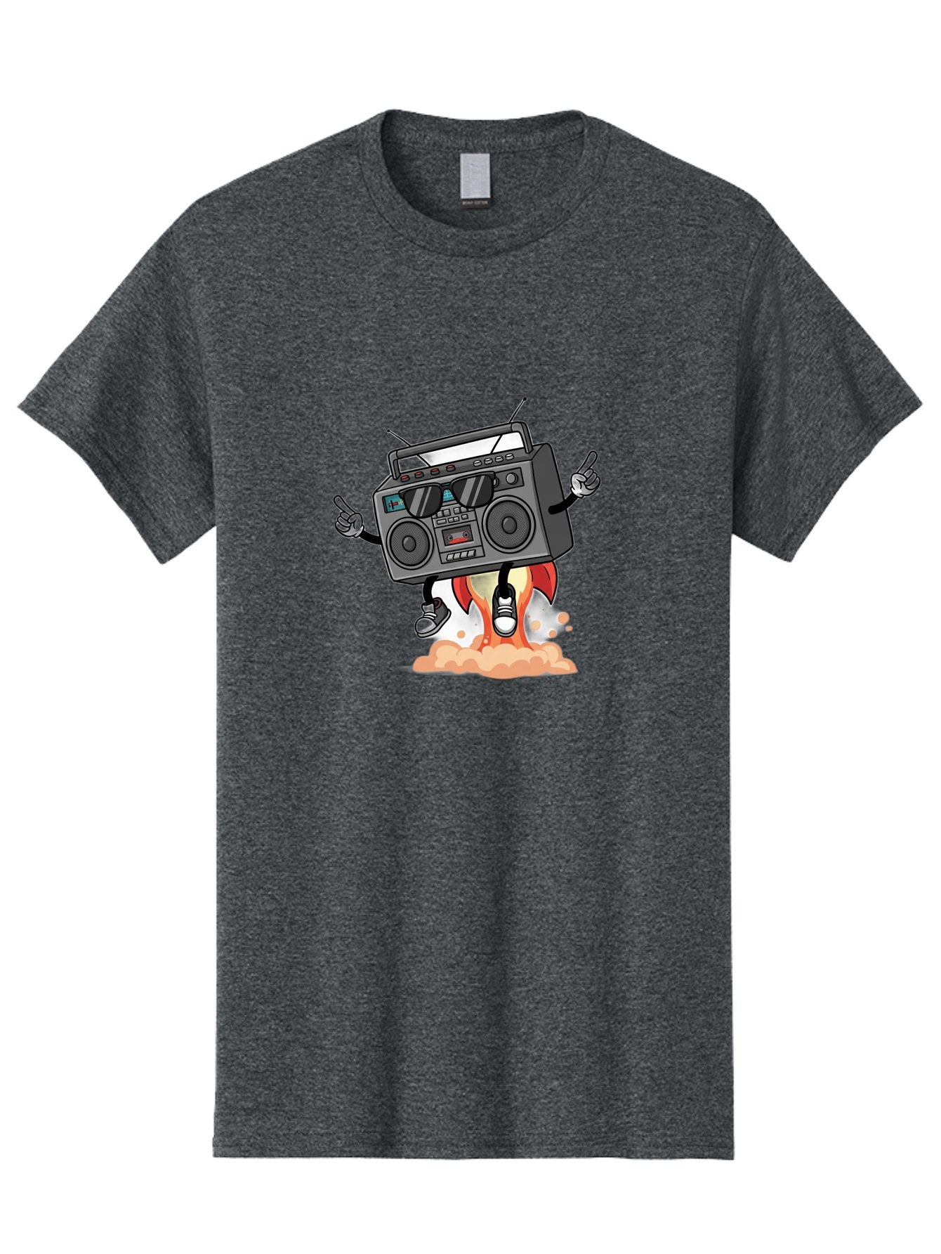 Boombox-4 Men'S Graphic Tee, 100% Cotton, Comfortable Casual Summer Wear, Machine Washable, Retro Boombox, Cartoon Character, Dj Stereo, Funky Music, Dancing Boombox, Rock On Gesture, Retro Technology, Cassette Tape, Loud Music, Fun Graphics, Baa185