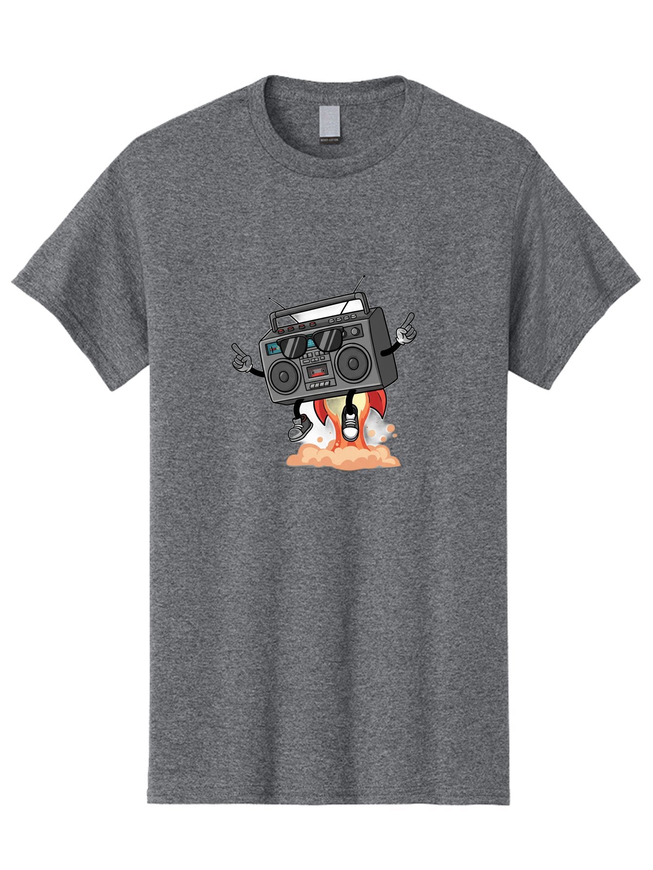 Boombox-4 Men'S Graphic Tee, 100% Cotton, Comfortable Casual Summer Wear, Machine Washable, Retro Boombox, Cartoon Character, Dj Stereo, Funky Music, Dancing Boombox, Rock On Gesture, Retro Technology, Cassette Tape, Loud Music, Fun Graphics, Baa185 14
