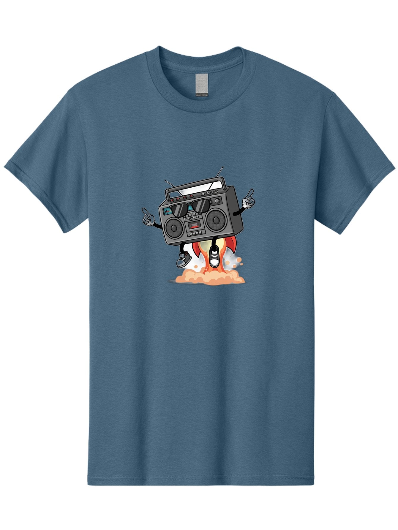 Boombox-4 Men'S Graphic Tee, 100% Cotton, Comfortable Casual Summer Wear, Machine Washable, Retro Boombox, Cartoon Character, Dj Stereo, Funky Music, Dancing Boombox, Rock On Gesture, Retro Technology, Cassette Tape, Loud Music, Fun Graphics, Baa185 6