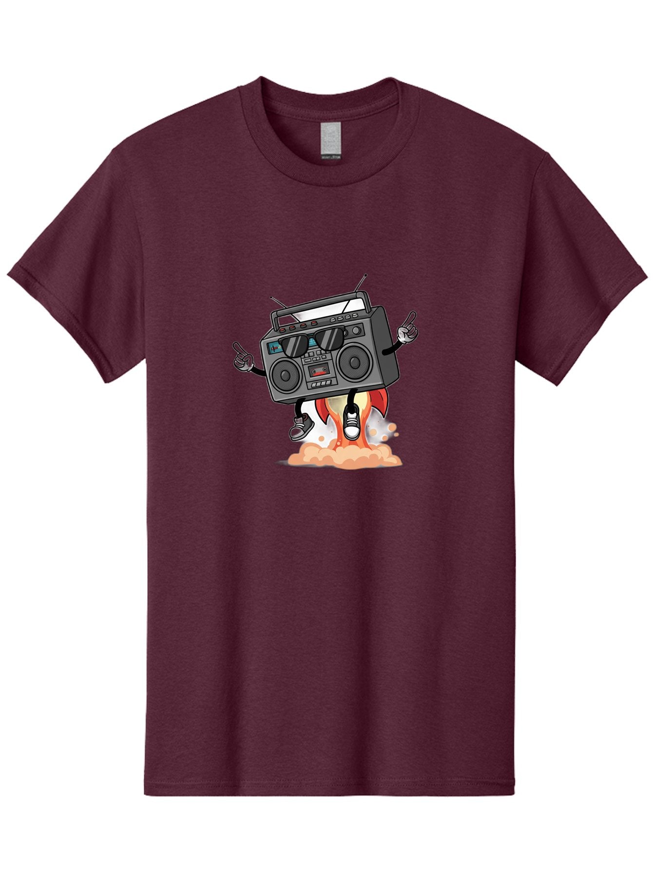 Boombox-4 Men'S Graphic Tee, 100% Cotton, Comfortable Casual Summer Wear, Machine Washable, Retro Boombox, Cartoon Character, Dj Stereo, Funky Music, Dancing Boombox, Rock On Gesture, Retro Technology, Cassette Tape, Loud Music, Fun Graphics, Baa185 7