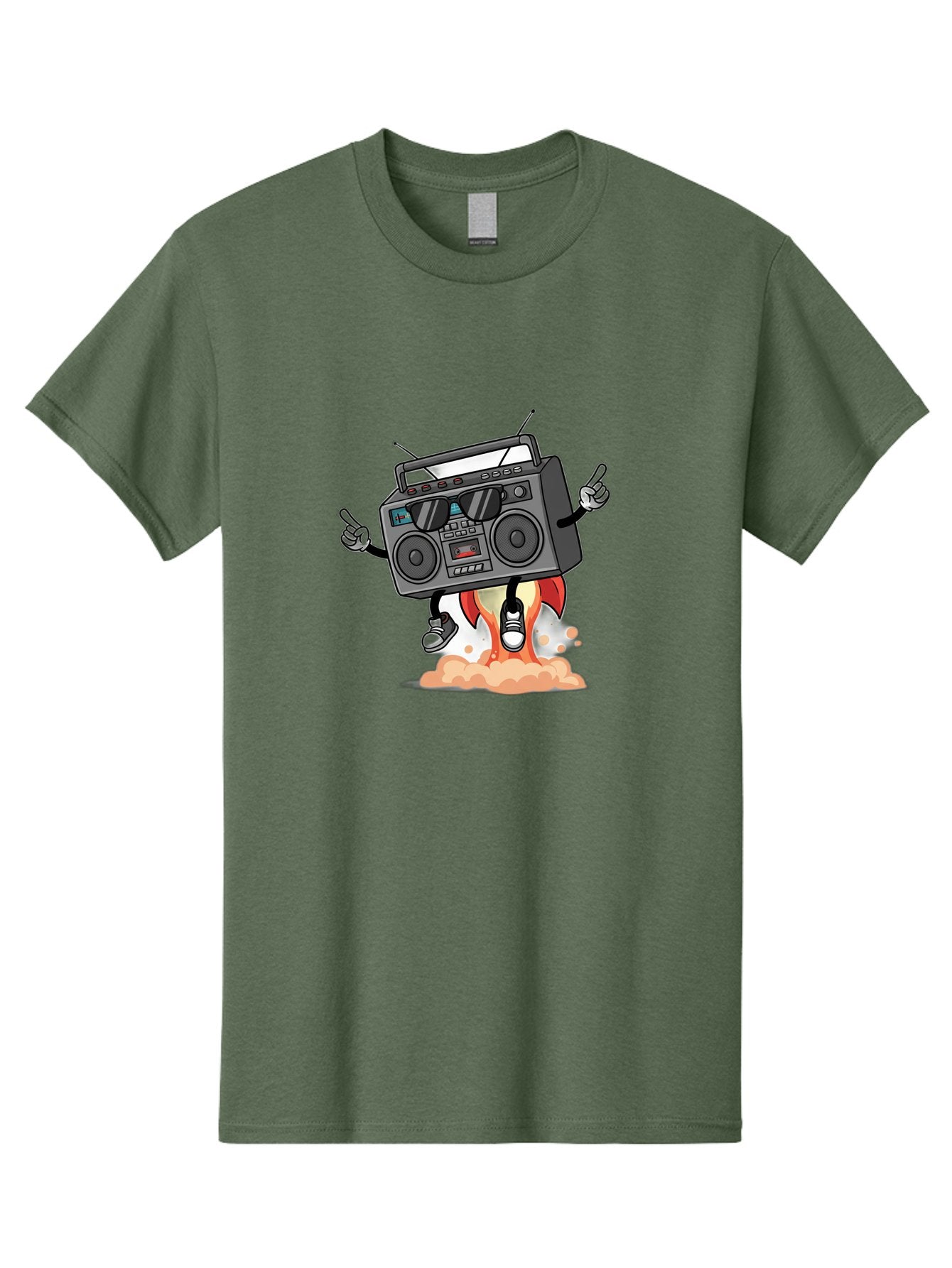 Boombox-4 Men'S Graphic Tee, 100% Cotton, Comfortable Casual Summer Wear, Machine Washable, Retro Boombox, Cartoon Character, Dj Stereo, Funky Music, Dancing Boombox, Rock On Gesture, Retro Technology, Cassette Tape, Loud Music, Fun Graphics, Baa185 3