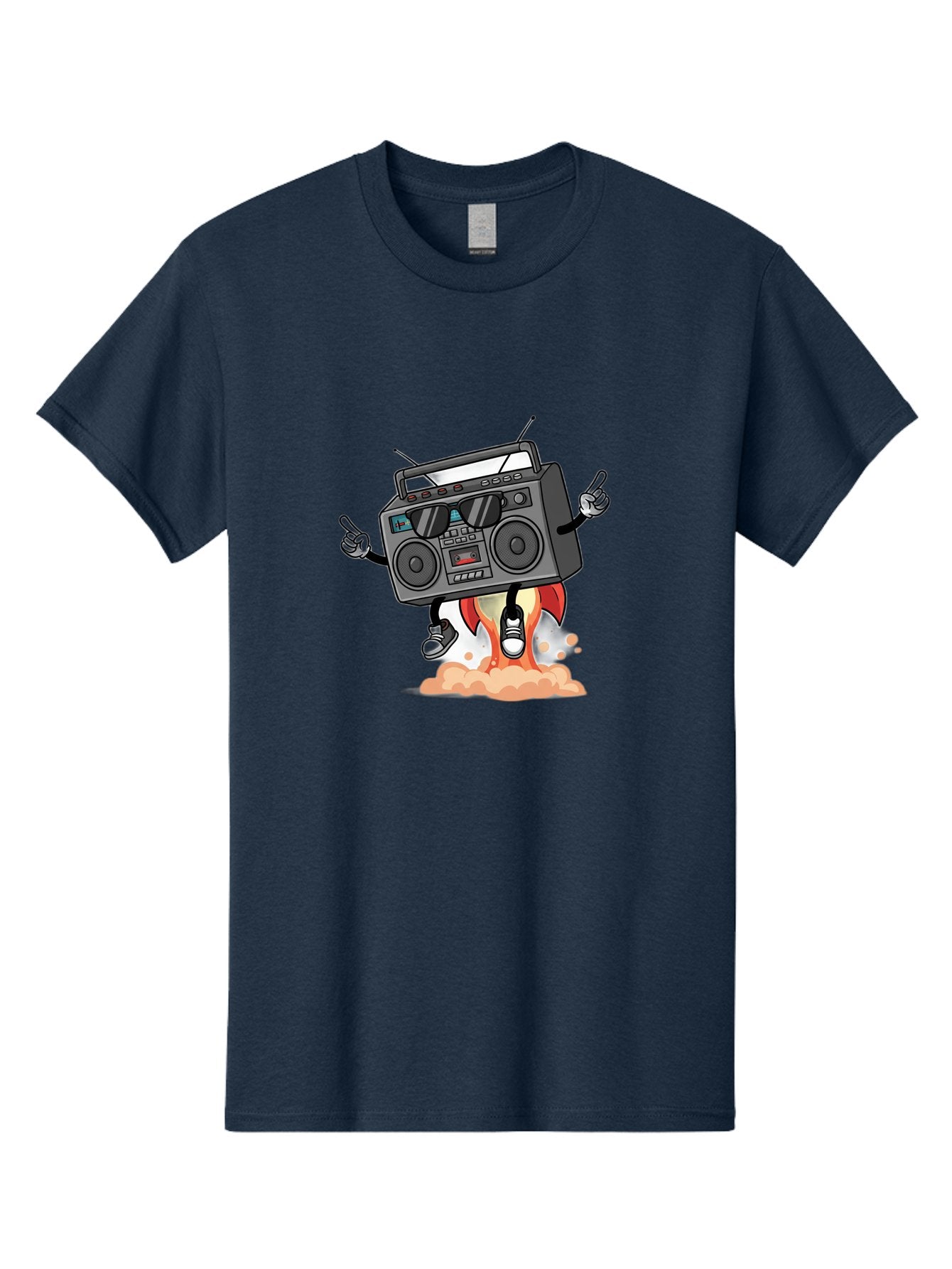 Boombox-4 Men'S Graphic Tee, 100% Cotton, Comfortable Casual Summer Wear, Machine Washable, Retro Boombox, Cartoon Character, Dj Stereo, Funky Music, Dancing Boombox, Rock On Gesture, Retro Technology, Cassette Tape, Loud Music, Fun Graphics, Baa185 10