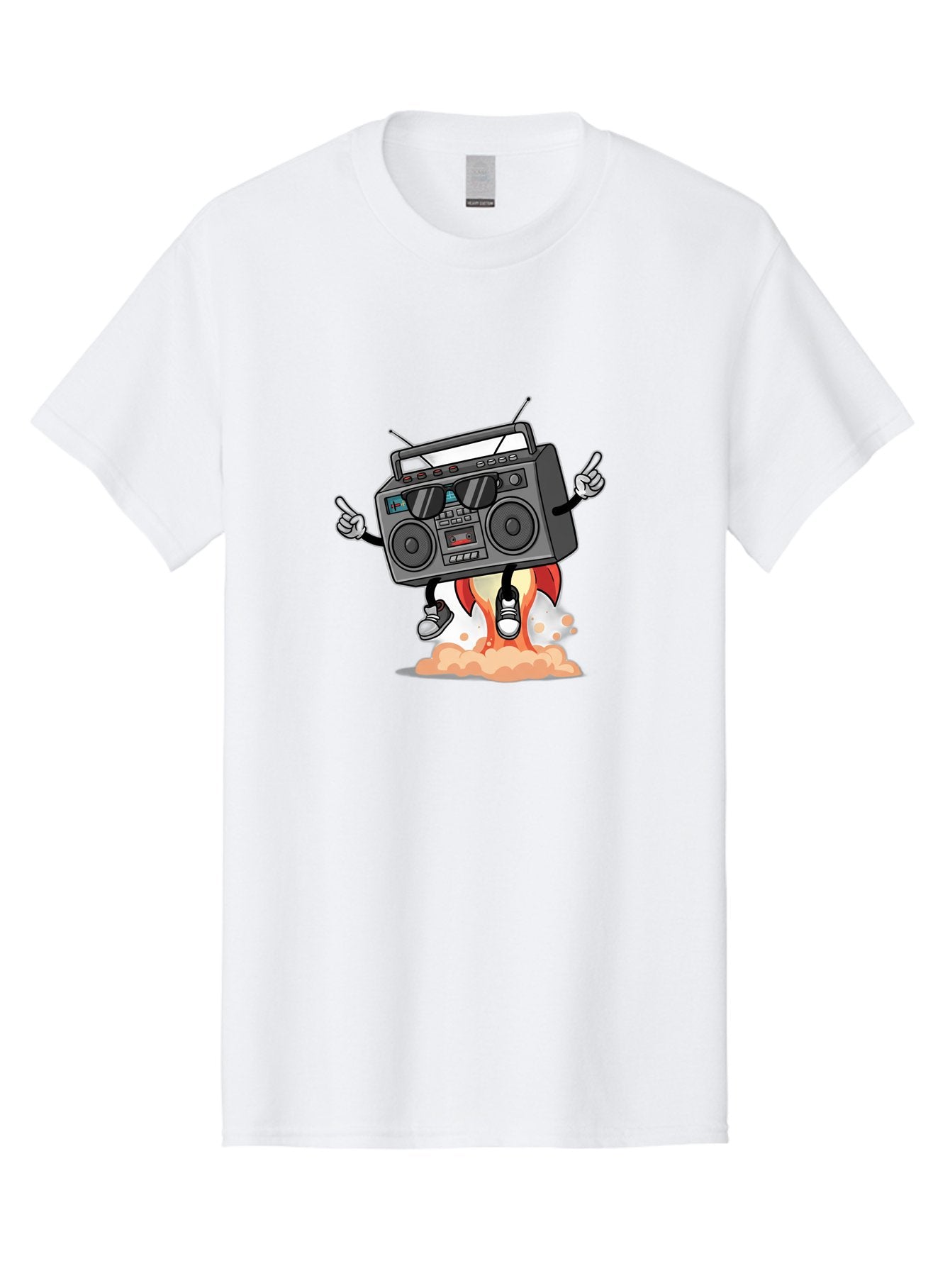 Boombox-4 Men'S Graphic Tee, 100% Cotton, Comfortable Casual Summer Wear, Machine Washable, Retro Boombox, Cartoon Character, Dj Stereo, Funky Music, Dancing Boombox, Rock On Gesture, Retro Technology, Cassette Tape, Loud Music, Fun Graphics, Baa185 9
