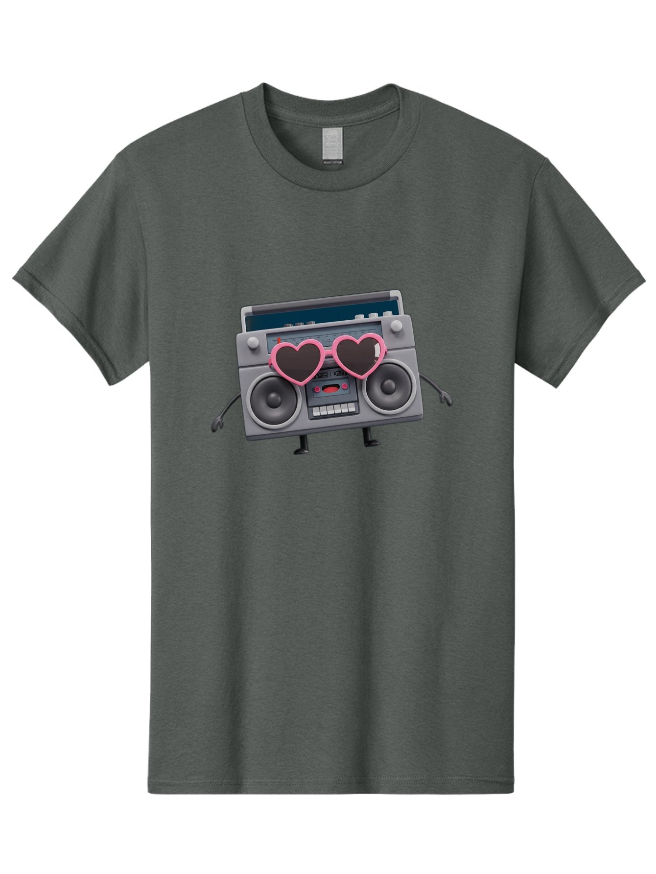 Boombox-Character-1 Men'S Graphic Tee, 100% Cotton, Comfortable Casual Summer Wear, Machine Washable, Cartoon Boombox, Retro Audio Equipment, Heart-Shaped Sunglasses, Funky Character Design, Anthropomorphic Boombox, Nostalgic Music Player, Baa188 15