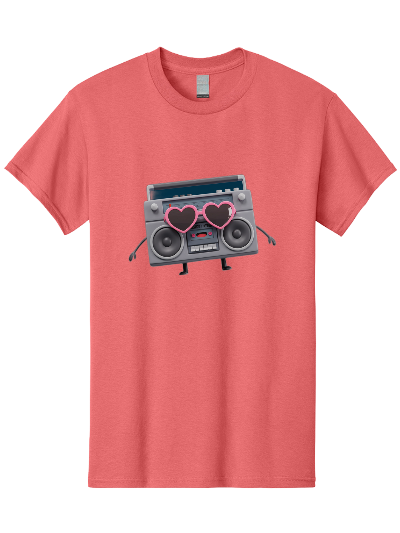Boombox-Character-1 Men'S Graphic Tee, 100% Cotton, Comfortable Casual Summer Wear, Machine Washable, Cartoon Boombox, Retro Audio Equipment, Heart-Shaped Sunglasses, Funky Character Design, Anthropomorphic Boombox, Nostalgic Music Player, Baa188 19