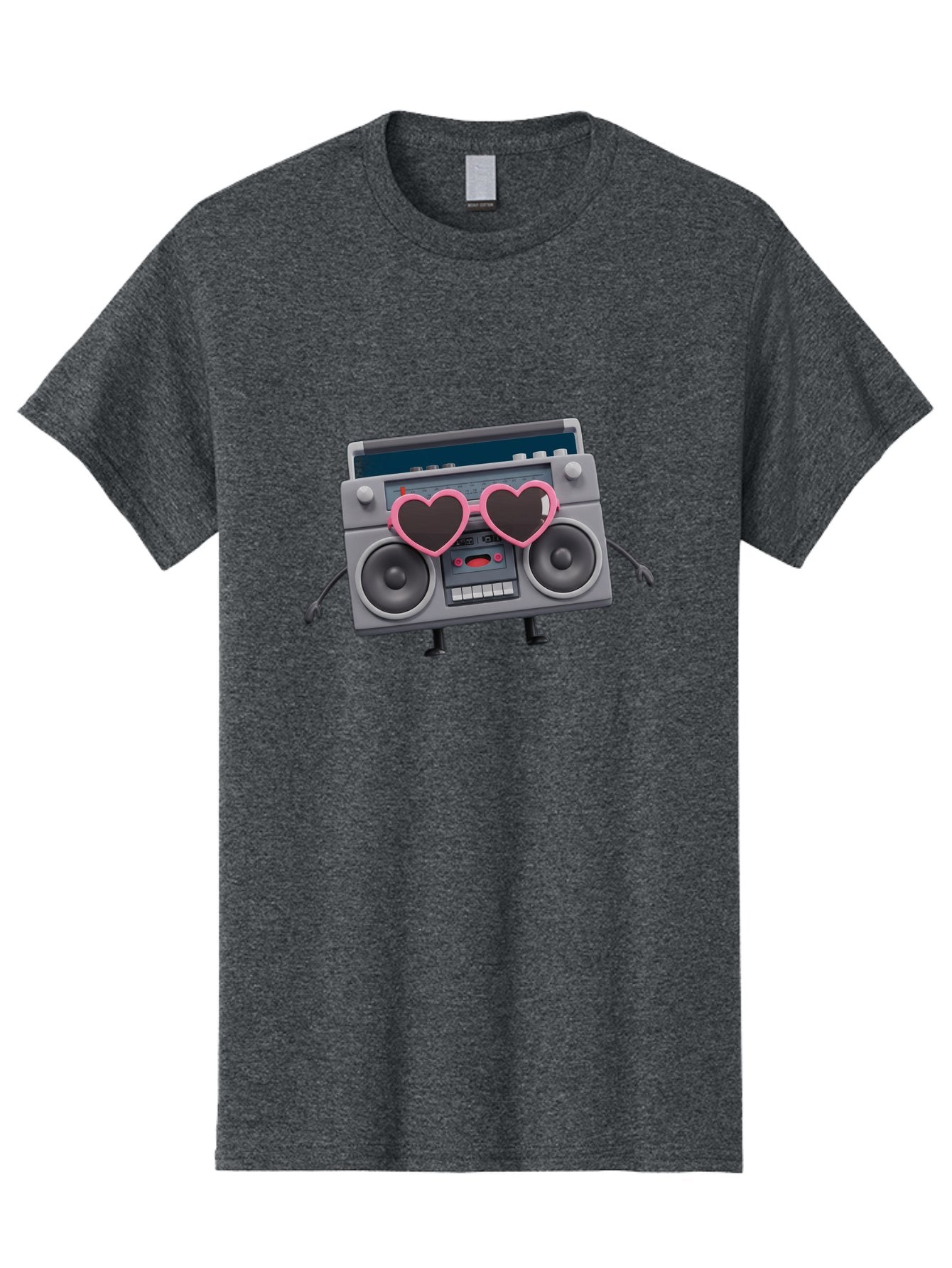 Boombox-Character-1 Men'S Graphic Tee, 100% Cotton, Comfortable Casual Summer Wear, Machine Washable, Cartoon Boombox, Retro Audio Equipment, Heart-Shaped Sunglasses, Funky Character Design, Anthropomorphic Boombox, Nostalgic Music Player, Baa188 8