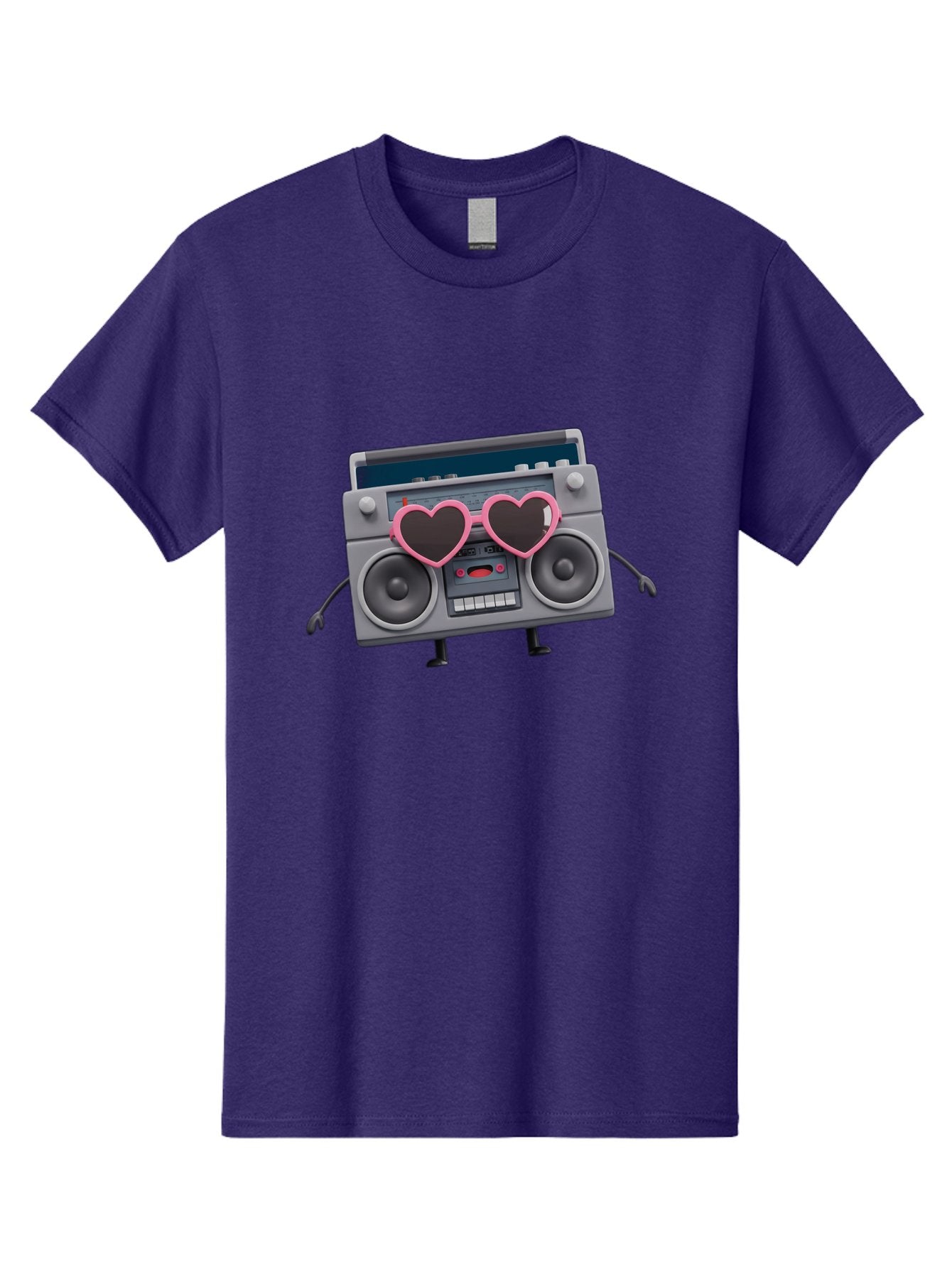 Boombox-Character-1 Men'S Graphic Tee, 100% Cotton, Comfortable Casual Summer Wear, Machine Washable, Cartoon Boombox, Retro Audio Equipment, Heart-Shaped Sunglasses, Funky Character Design, Anthropomorphic Boombox, Nostalgic Music Player, Baa188 6