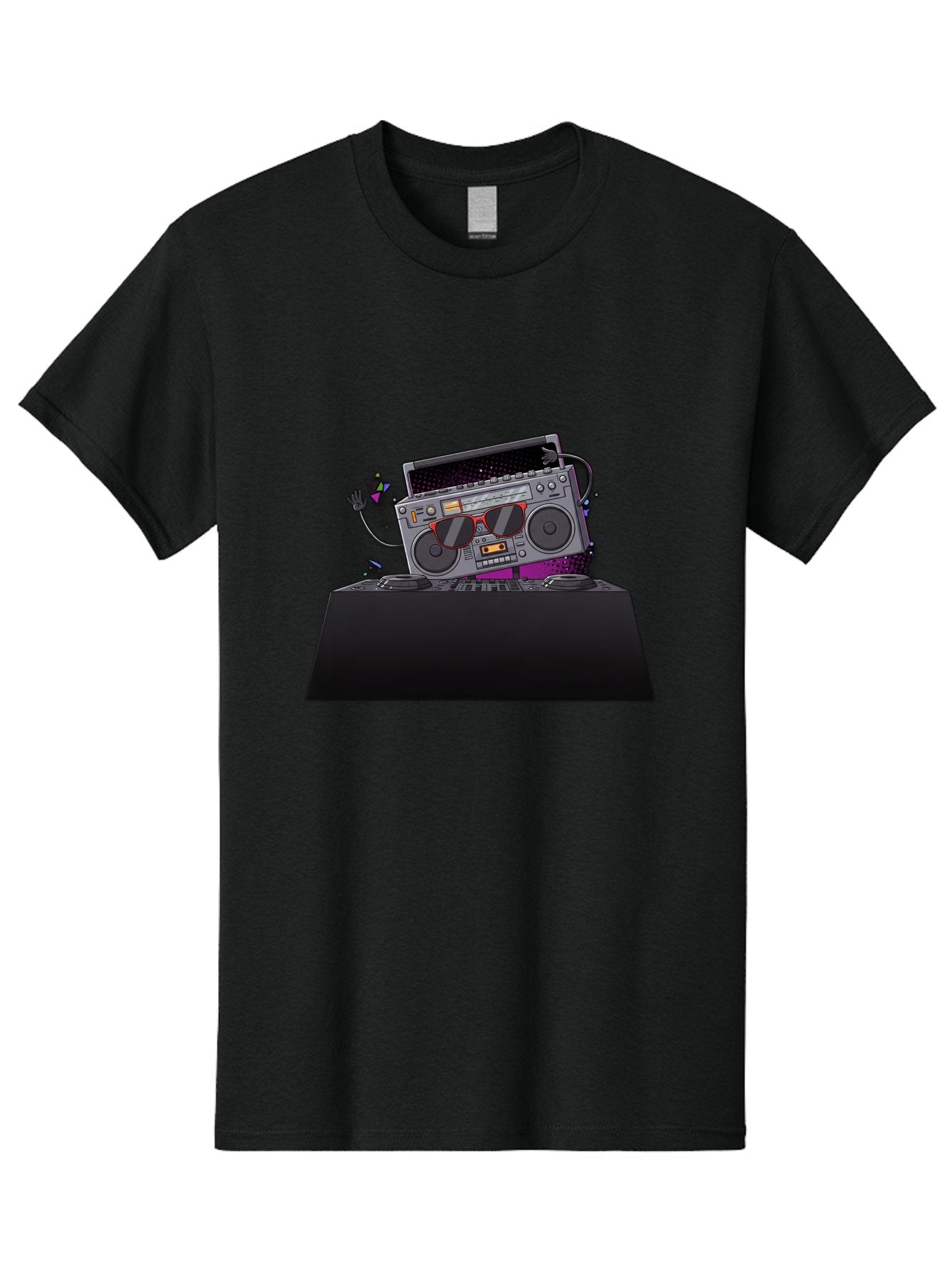 Boombox-Dj-Setup Men'S Graphic Tee, 100% Cotton, Comfortable Casual Summer Wear, Machine Washable, Retro Boombox, Dj Equipment, Music Setup, Vinyl Records, Turntables, Earbuds, Nostalgic Vibes, Electronic Music, Disco Era, Cassette Player Baa192 9