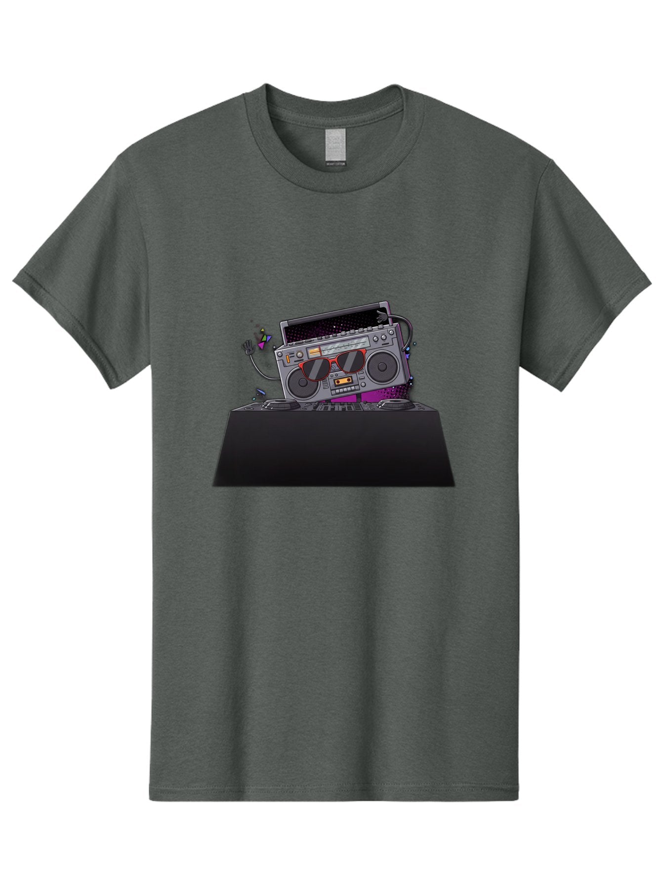 Boombox-Dj-Setup Men'S Graphic Tee, 100% Cotton, Comfortable Casual Summer Wear, Machine Washable, Retro Boombox, Dj Equipment, Music Setup, Vinyl Records, Turntables, Earbuds, Nostalgic Vibes, Electronic Music, Disco Era, Cassette Player Baa192 13
