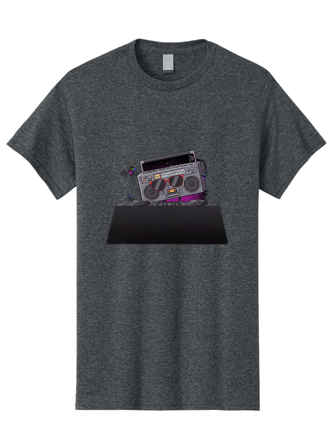 Boombox-Dj-Setup Men'S Graphic Tee, 100% Cotton, Comfortable Casual Summer Wear, Machine Washable, Retro Boombox, Dj Equipment, Music Setup, Vinyl Records, Turntables, Earbuds, Nostalgic Vibes, Electronic Music, Disco Era, Cassette Player Baa192 6