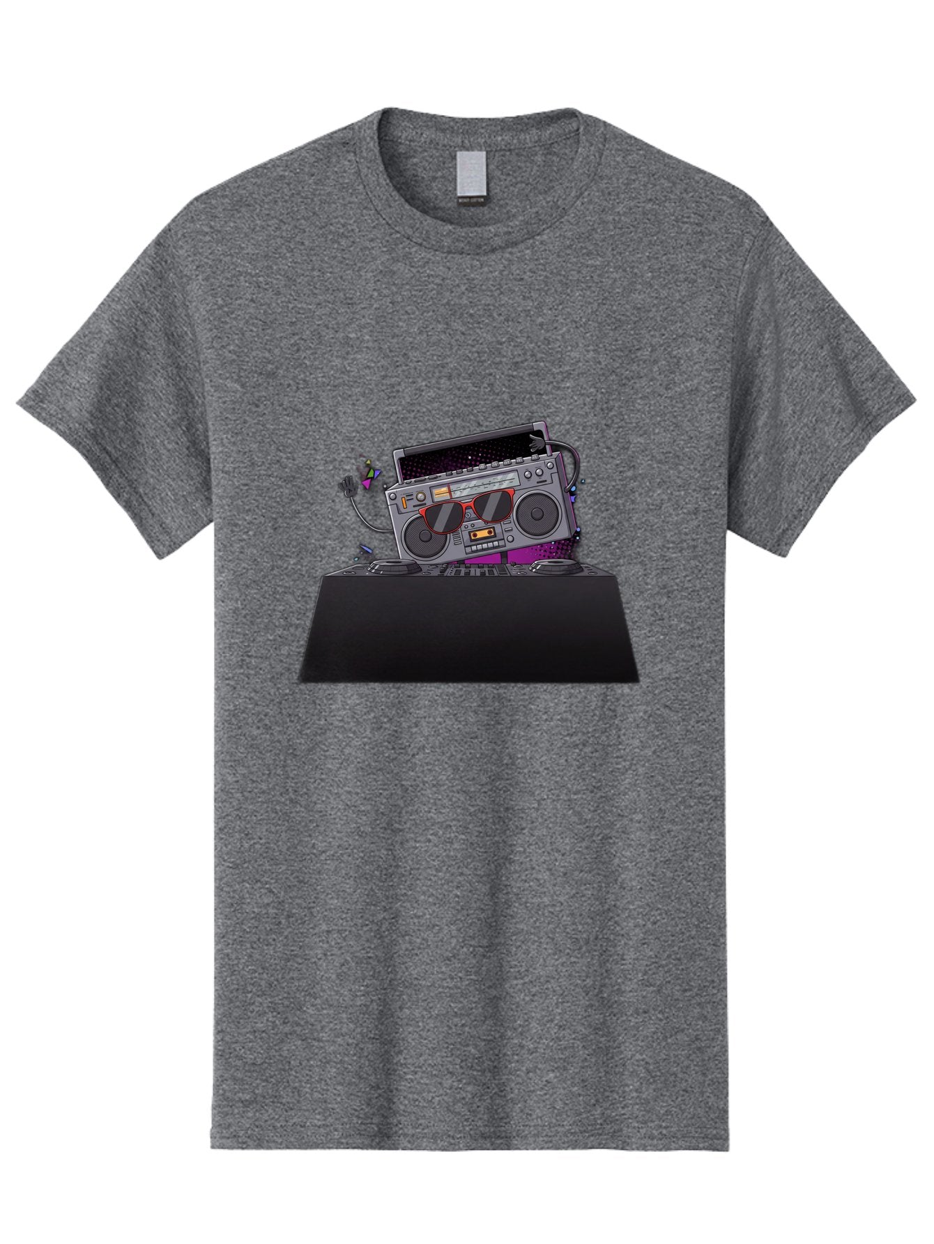 Boombox-Dj-Setup Men'S Graphic Tee, 100% Cotton, Comfortable Casual Summer Wear, Machine Washable, Retro Boombox, Dj Equipment, Music Setup, Vinyl Records, Turntables, Earbuds, Nostalgic Vibes, Electronic Music, Disco Era, Cassette Player Baa192