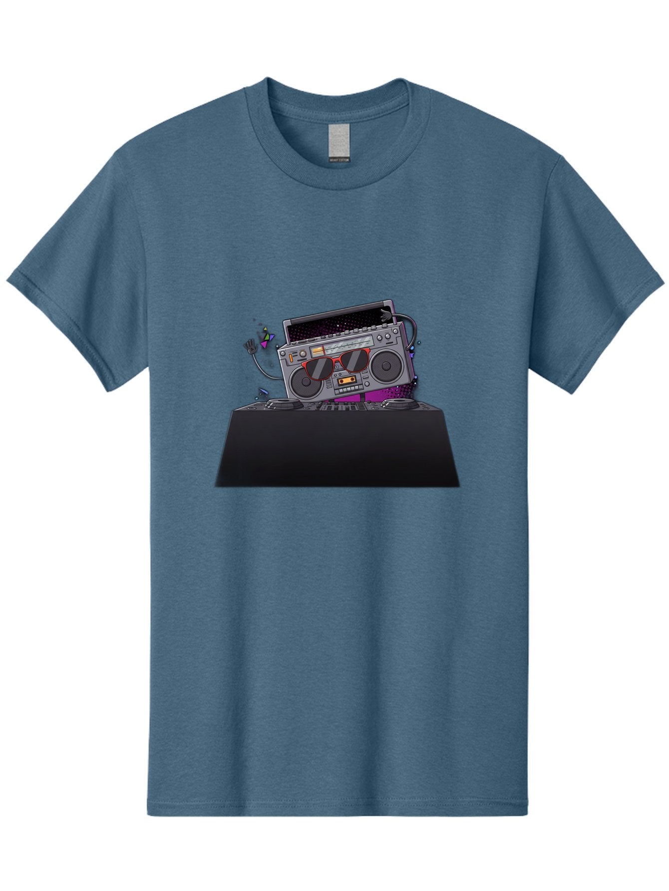 Boombox-Dj-Setup Men'S Graphic Tee, 100% Cotton, Comfortable Casual Summer Wear, Machine Washable, Retro Boombox, Dj Equipment, Music Setup, Vinyl Records, Turntables, Earbuds, Nostalgic Vibes, Electronic Music, Disco Era, Cassette Player Baa192 12