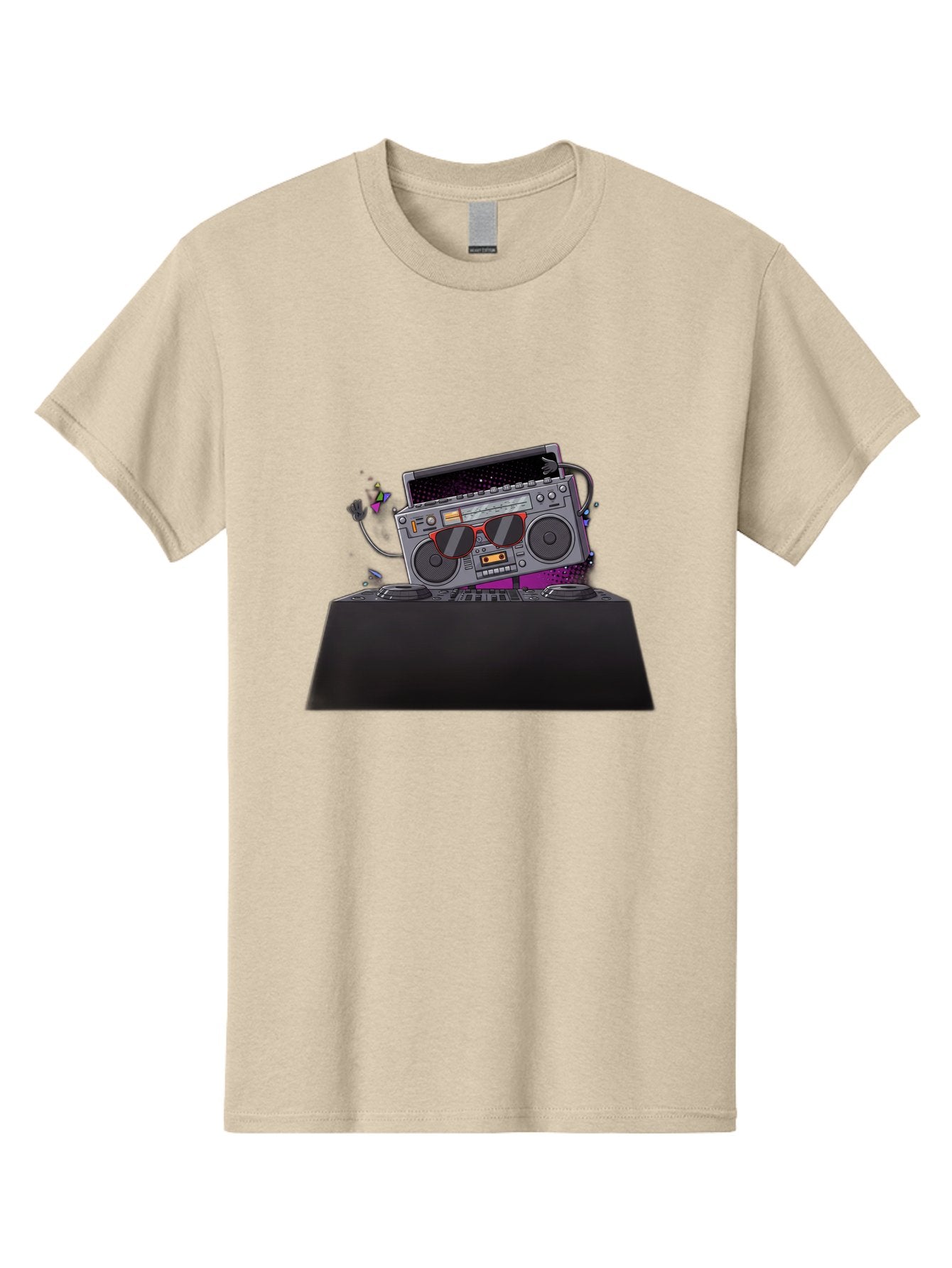 Boombox-Dj-Setup Men'S Graphic Tee, 100% Cotton, Comfortable Casual Summer Wear, Machine Washable, Retro Boombox, Dj Equipment, Music Setup, Vinyl Records, Turntables, Earbuds, Nostalgic Vibes, Electronic Music, Disco Era, Cassette Player Baa192 8