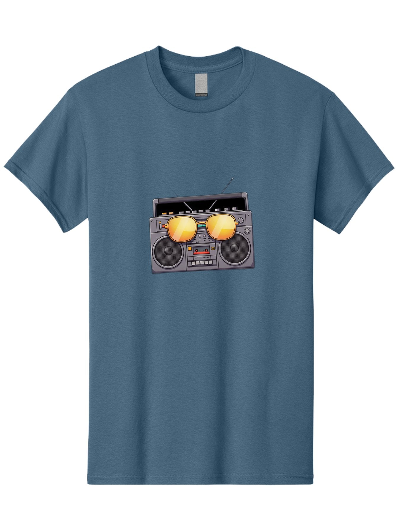 Boombox-Sunglasses Men'S Graphic Tee, 100% Cotton, Comfortable Casual Summer Wear, Machine Washable, Retro Boombox, Vintage Style, Sunglasses, Cassette Player, Old School Music, Nostalgic Vibe, Cool Accessories, Funky Graphics Baa193