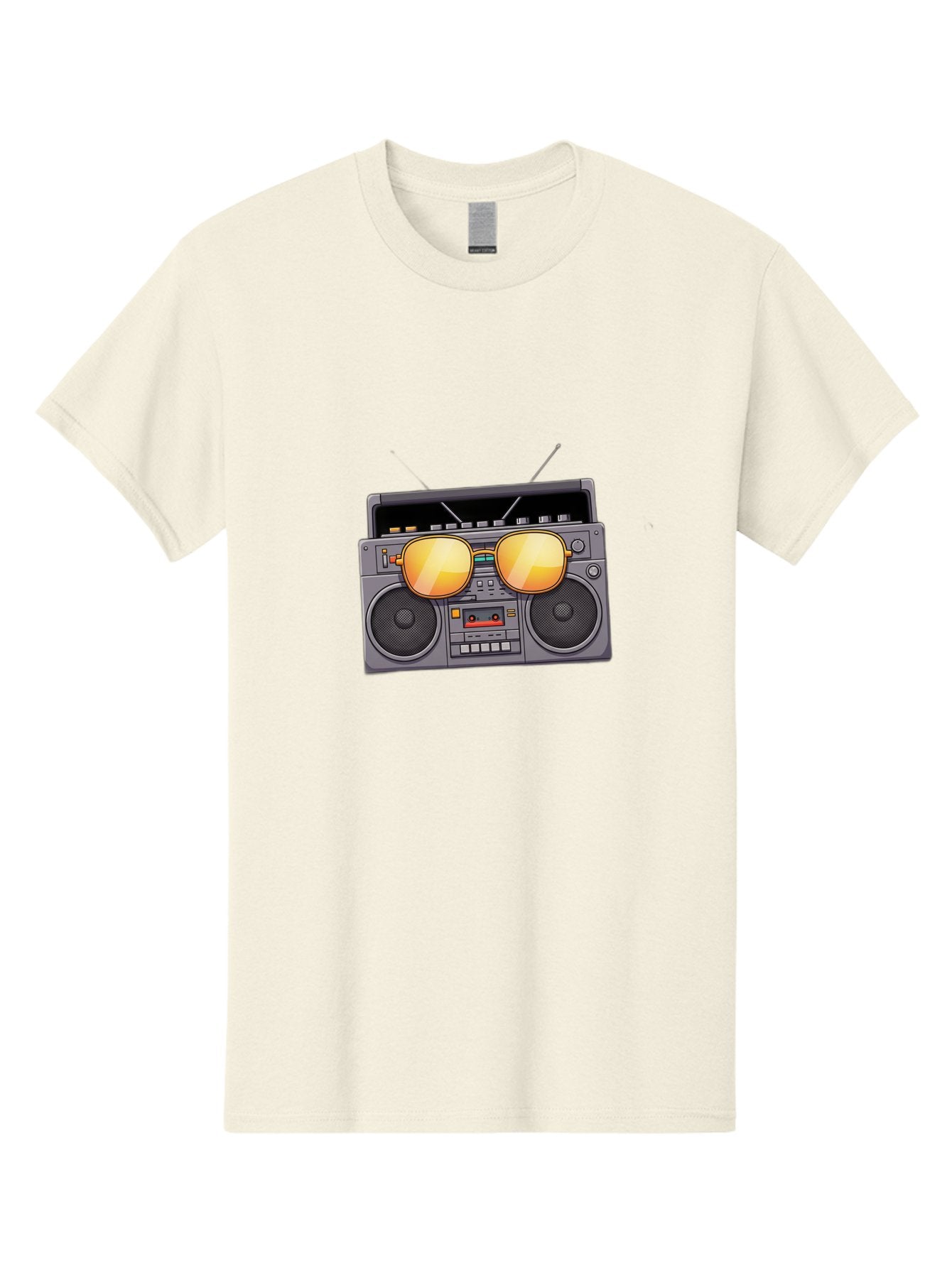 Boombox-Sunglasses Men'S Graphic Tee, 100% Cotton, Comfortable Casual Summer Wear, Machine Washable, Retro Boombox, Vintage Style, Sunglasses, Cassette Player, Old School Music, Nostalgic Vibe, Cool Accessories, Funky Graphics Baa193 7