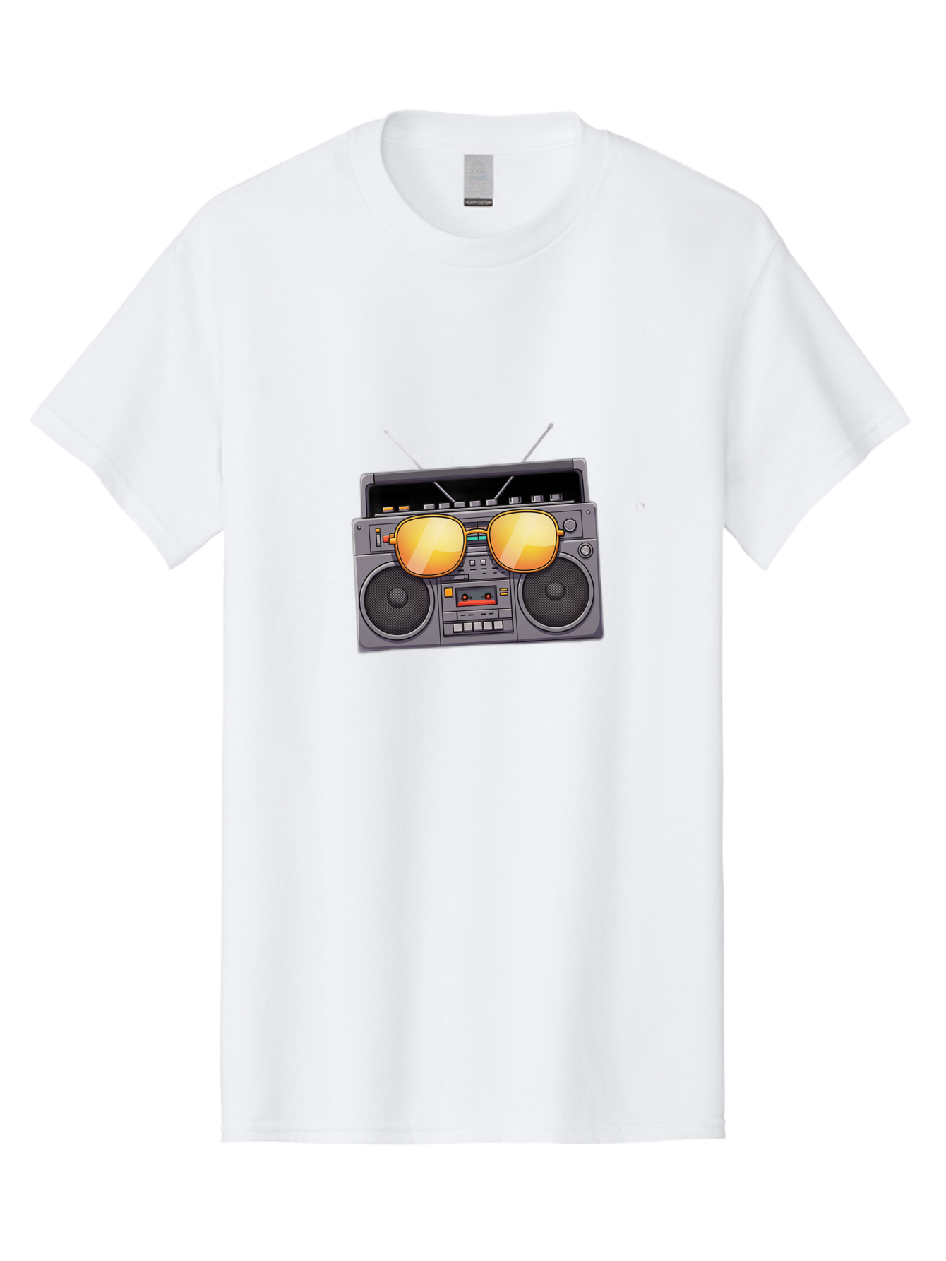 Boombox-Sunglasses Men'S Graphic Tee, 100% Cotton, Comfortable Casual Summer Wear, Machine Washable, Retro Boombox, Vintage Style, Sunglasses, Cassette Player, Old School Music, Nostalgic Vibe, Cool Accessories, Funky Graphics Baa193 3