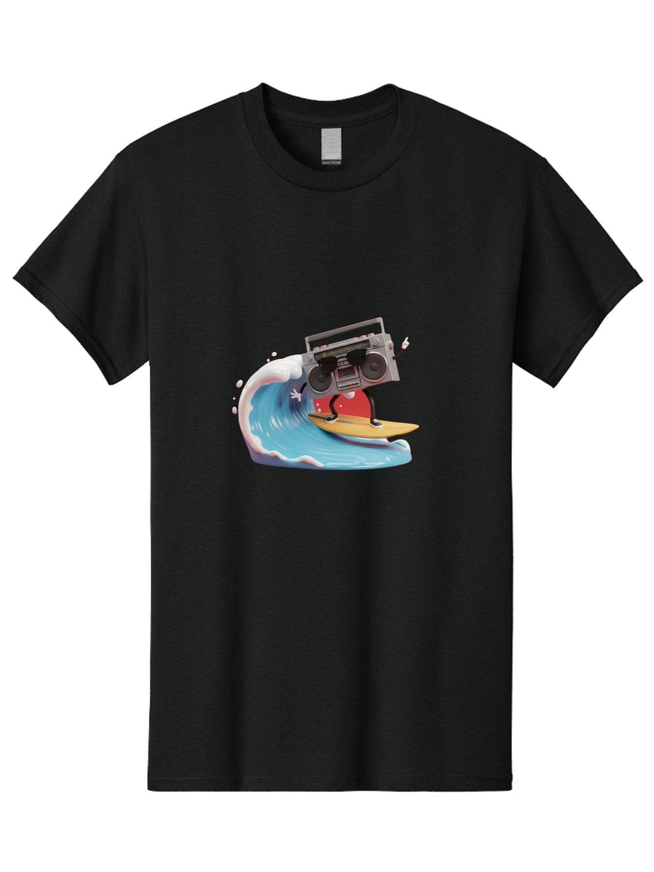 Boombox-Surfing-Wave Men'S Graphic Tee, 100% Cotton, Comfortable Casual Summer Wear, Machine Washable, Boomer Boombox Surfing, Retro Boombox, Surfing Wave, Beach Vibes, Retro Radio, Fun Summer Activity, Cool Surfboard, Radical Wave, Baa194 14