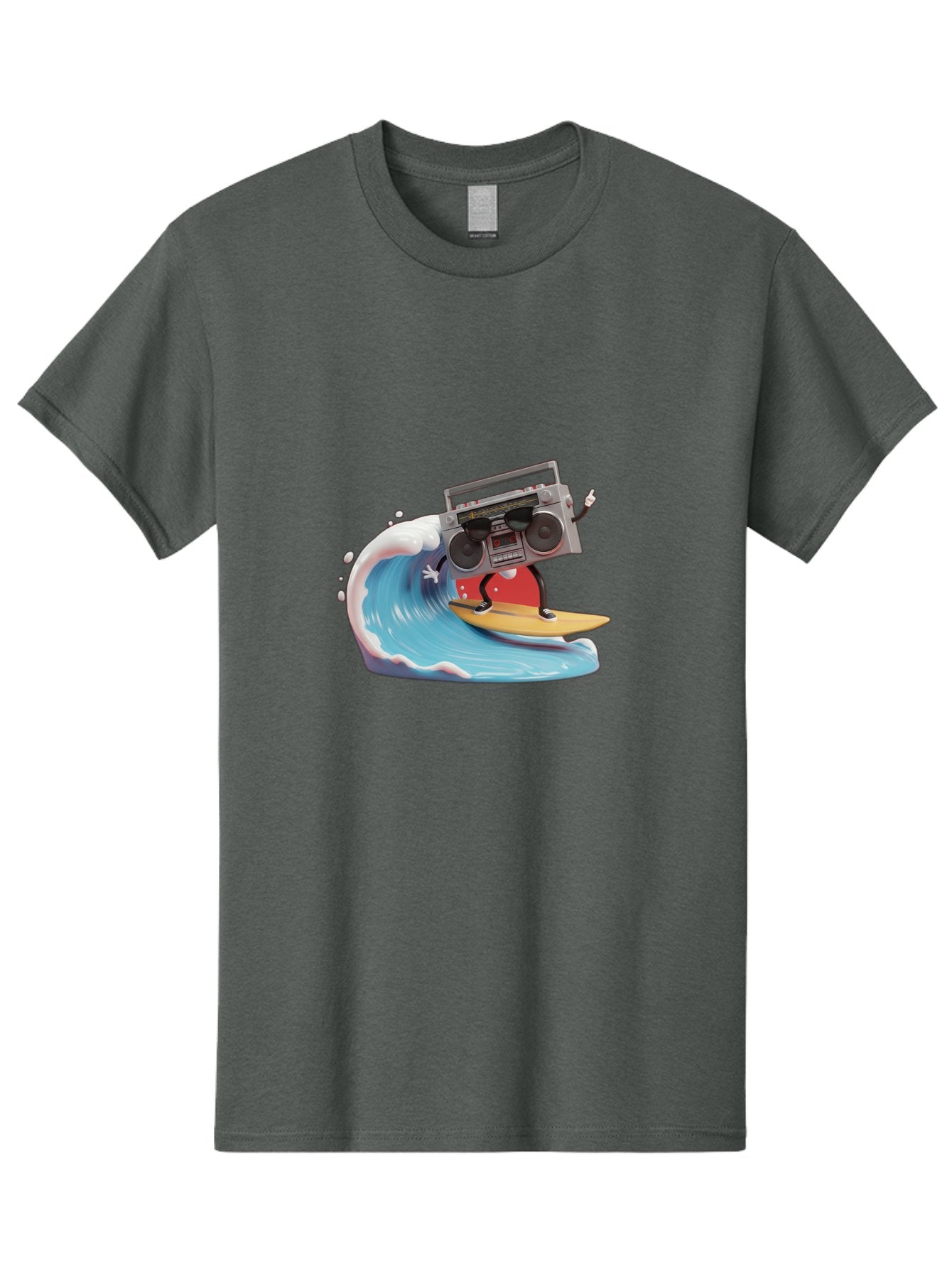 Boombox-Surfing-Wave Men'S Graphic Tee, 100% Cotton, Comfortable Casual Summer Wear, Machine Washable, Boomer Boombox Surfing, Retro Boombox, Surfing Wave, Beach Vibes, Retro Radio, Fun Summer Activity, Cool Surfboard, Radical Wave, Baa194 11