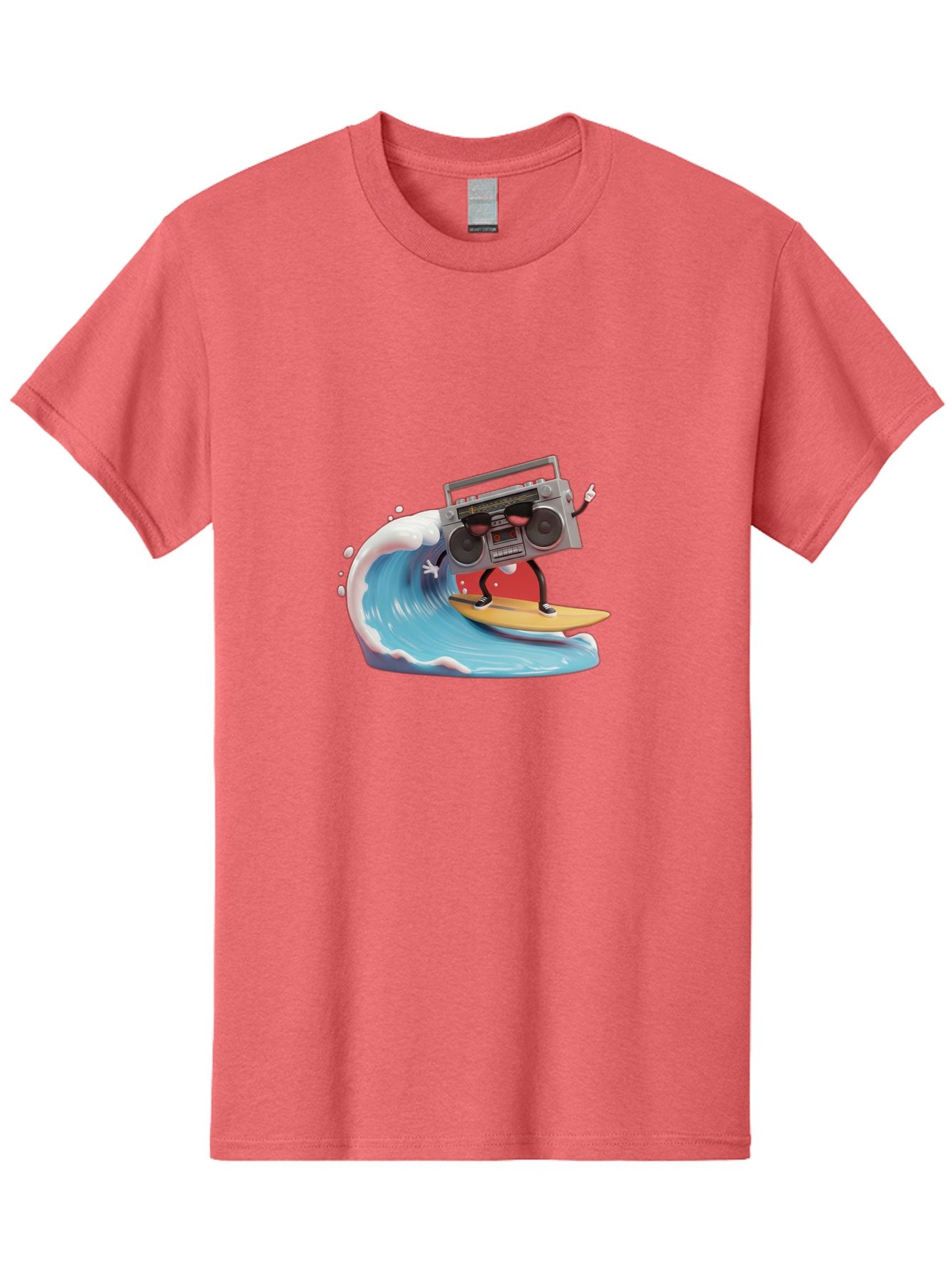 Boombox-Surfing-Wave Men'S Graphic Tee, 100% Cotton, Comfortable Casual Summer Wear, Machine Washable, Boomer Boombox Surfing, Retro Boombox, Surfing Wave, Beach Vibes, Retro Radio, Fun Summer Activity, Cool Surfboard, Radical Wave, Baa194 9