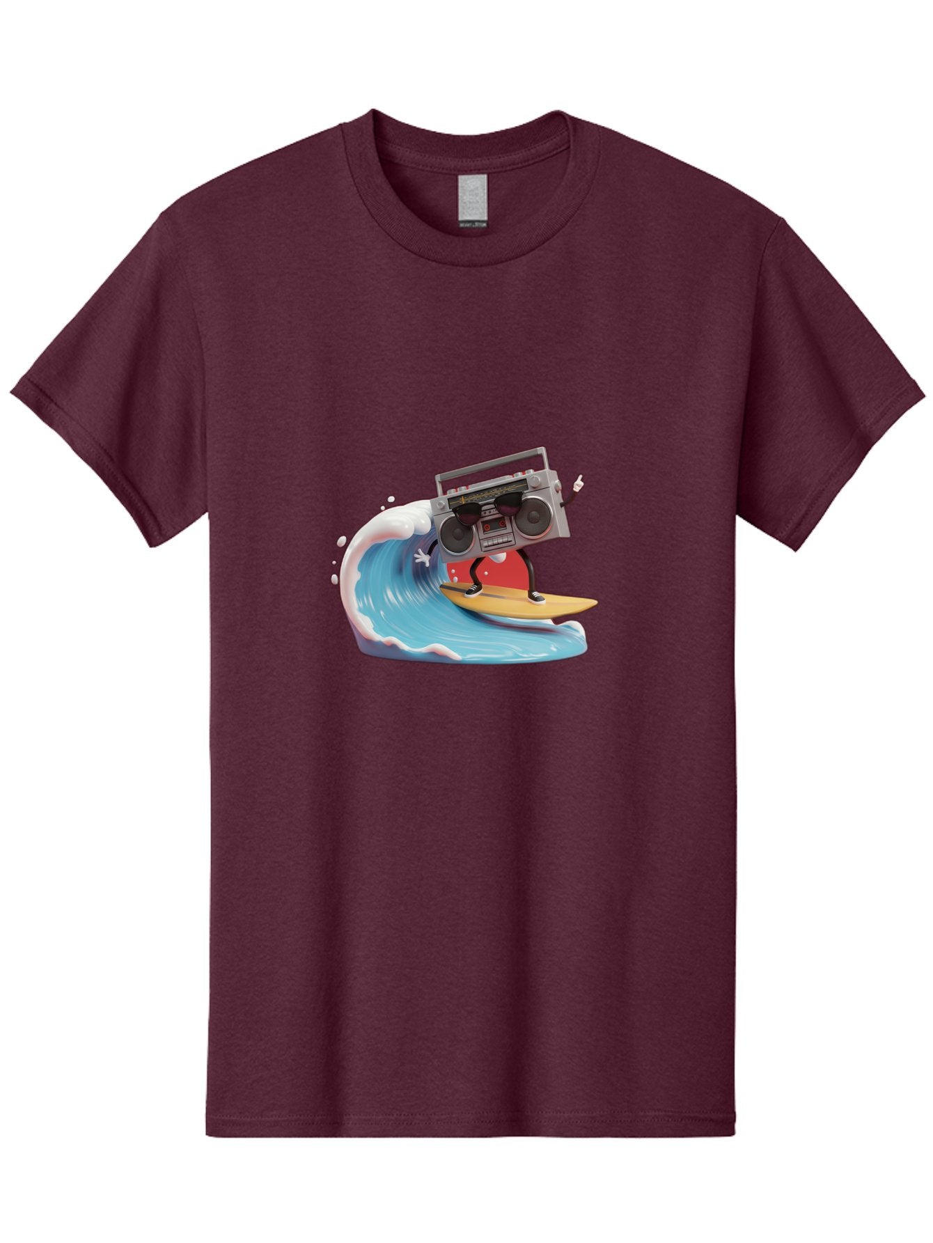 Boombox-Surfing-Wave Men'S Graphic Tee, 100% Cotton, Comfortable Casual Summer Wear, Machine Washable, Boomer Boombox Surfing, Retro Boombox, Surfing Wave, Beach Vibes, Retro Radio, Fun Summer Activity, Cool Surfboard, Radical Wave, Baa194 8