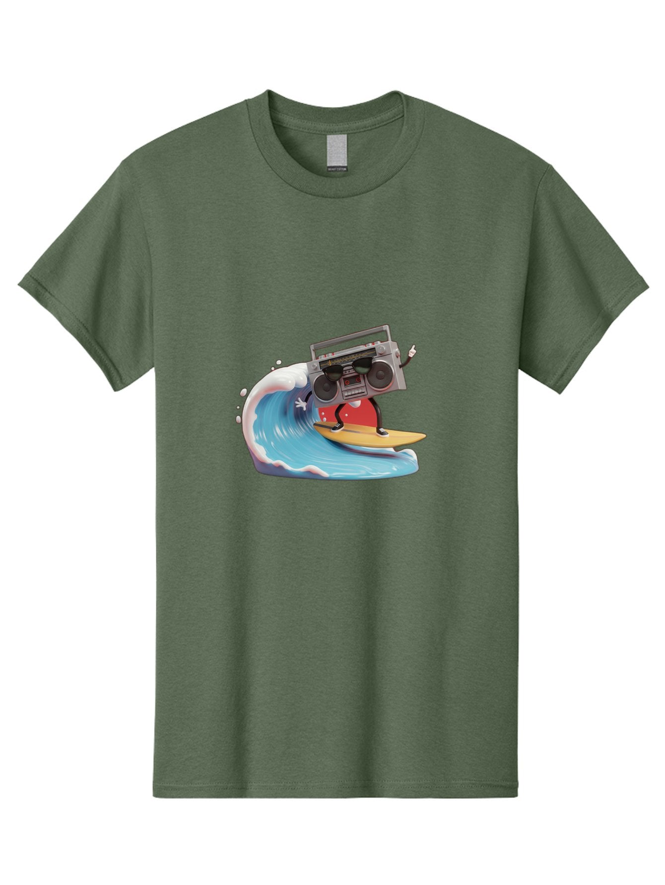 Boombox-Surfing-Wave Men'S Graphic Tee, 100% Cotton, Comfortable Casual Summer Wear, Machine Washable, Boomer Boombox Surfing, Retro Boombox, Surfing Wave, Beach Vibes, Retro Radio, Fun Summer Activity, Cool Surfboard, Radical Wave, Baa194 13