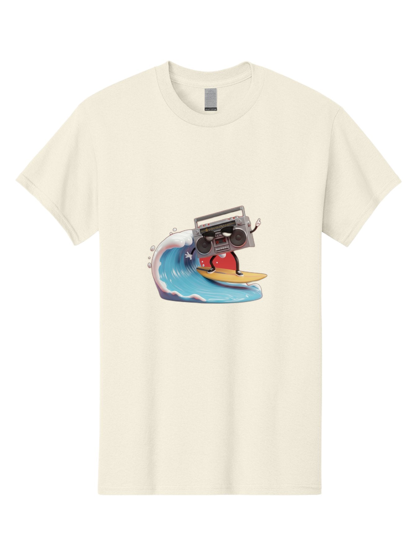 Boombox-Surfing-Wave Men'S Graphic Tee, 100% Cotton, Comfortable Casual Summer Wear, Machine Washable, Boomer Boombox Surfing, Retro Boombox, Surfing Wave, Beach Vibes, Retro Radio, Fun Summer Activity, Cool Surfboard, Radical Wave, Baa194 6